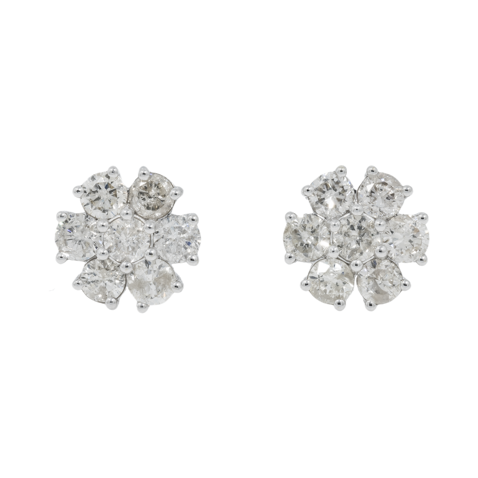14K GOLD DIAMOND FLOWER SHAPE EARRINGS 1.74 CTW