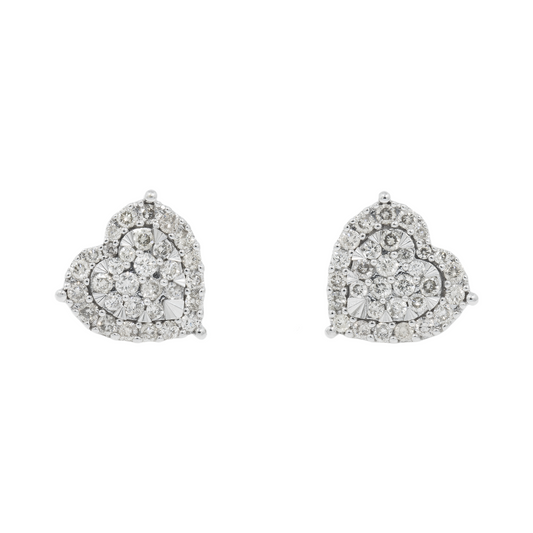 14K GOLD DIAMOND HEART EARRINGS 0.94 CTW
