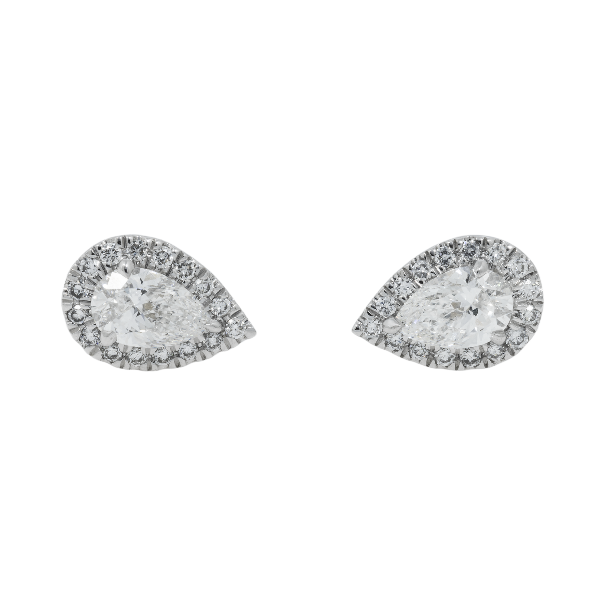 14K GOLD PEAR DIAMOND HALO EARRINGS 1.25 CTW