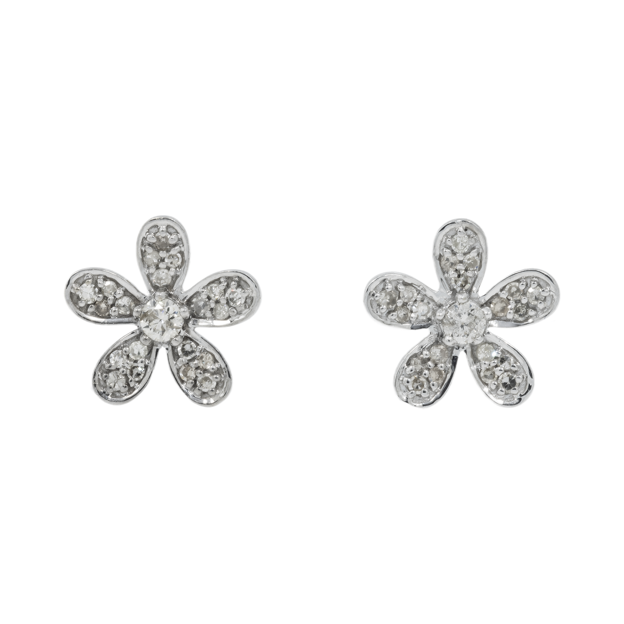 14K GOLD DIAMOND FLOWER SHAPE EARRINGS 0.34 CTW