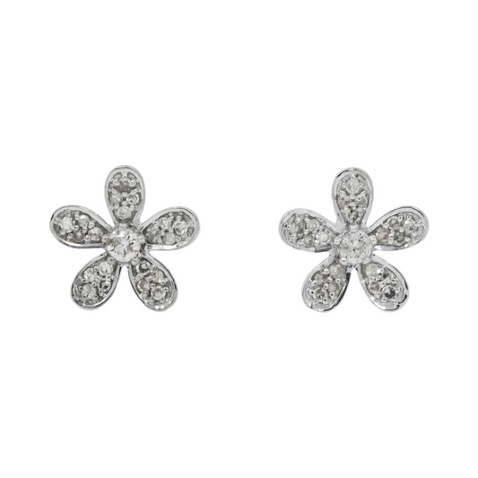 14K GOLD DIAMOND FLOWER SHAPE EARRINGS 0.34 CTW