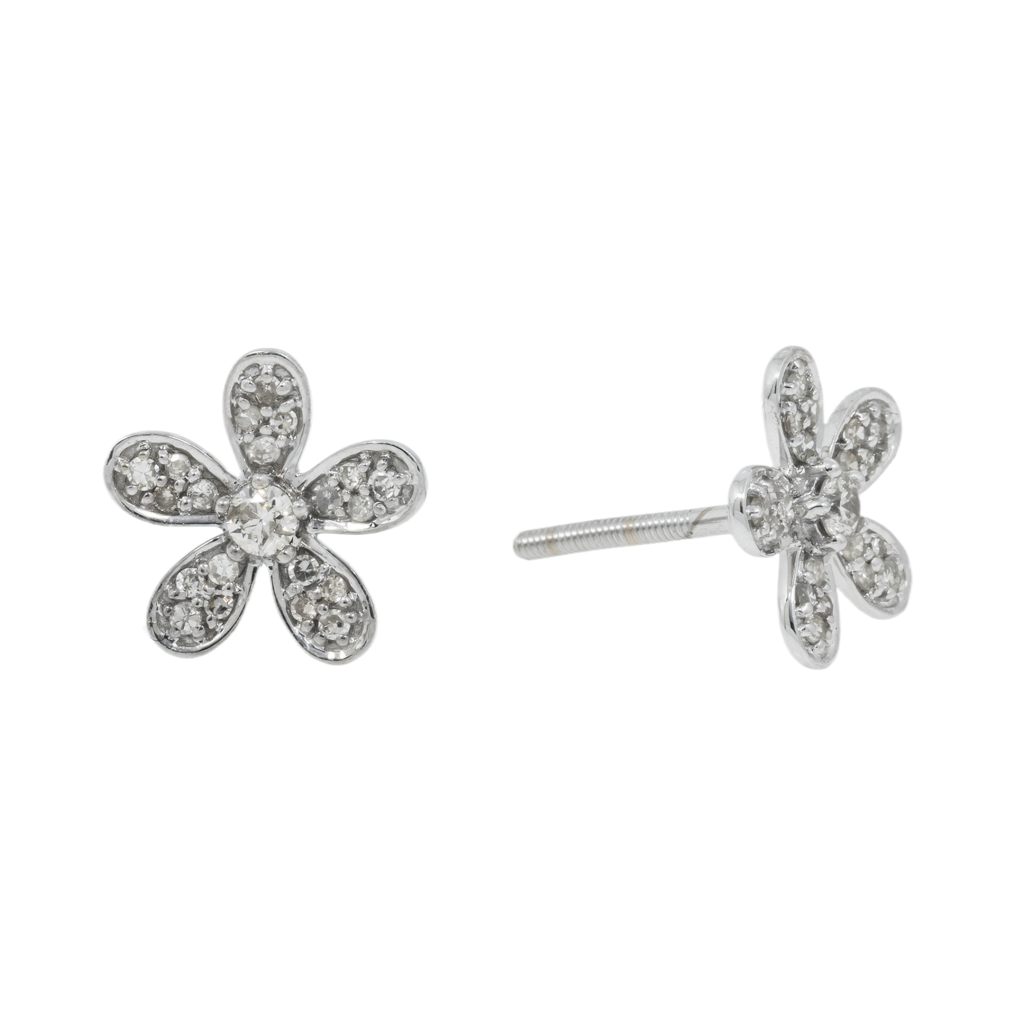 14K GOLD DIAMOND FLOWER SHAPE EARRINGS 0.34 CTW