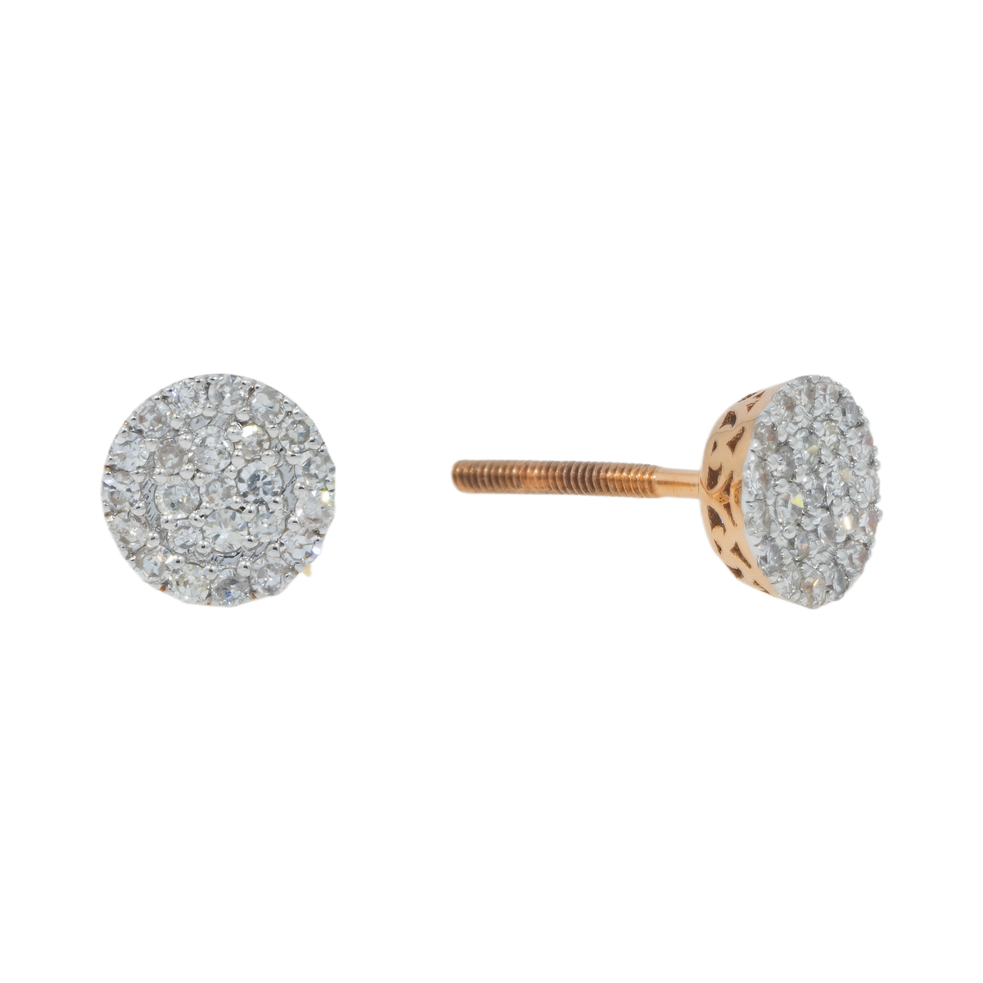 14K GOLD ROUND DIAMOND CLUSTER EARRINGS 0.31 CTW