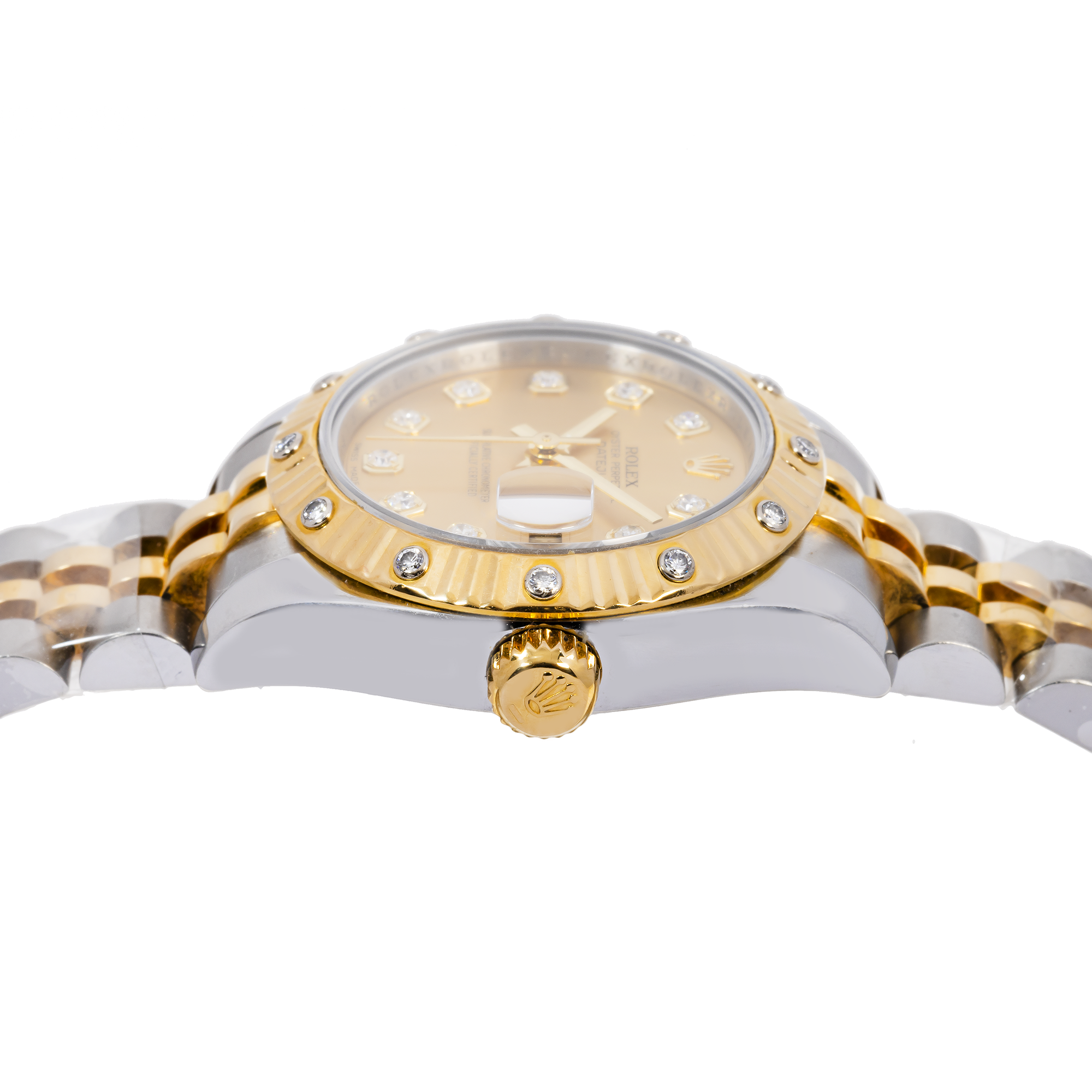 ROLEX DATEJUST 178343 31MM CHAMPAGNE DIAMOND DIAL WITH TWO TONE JUBILEE BRACELET