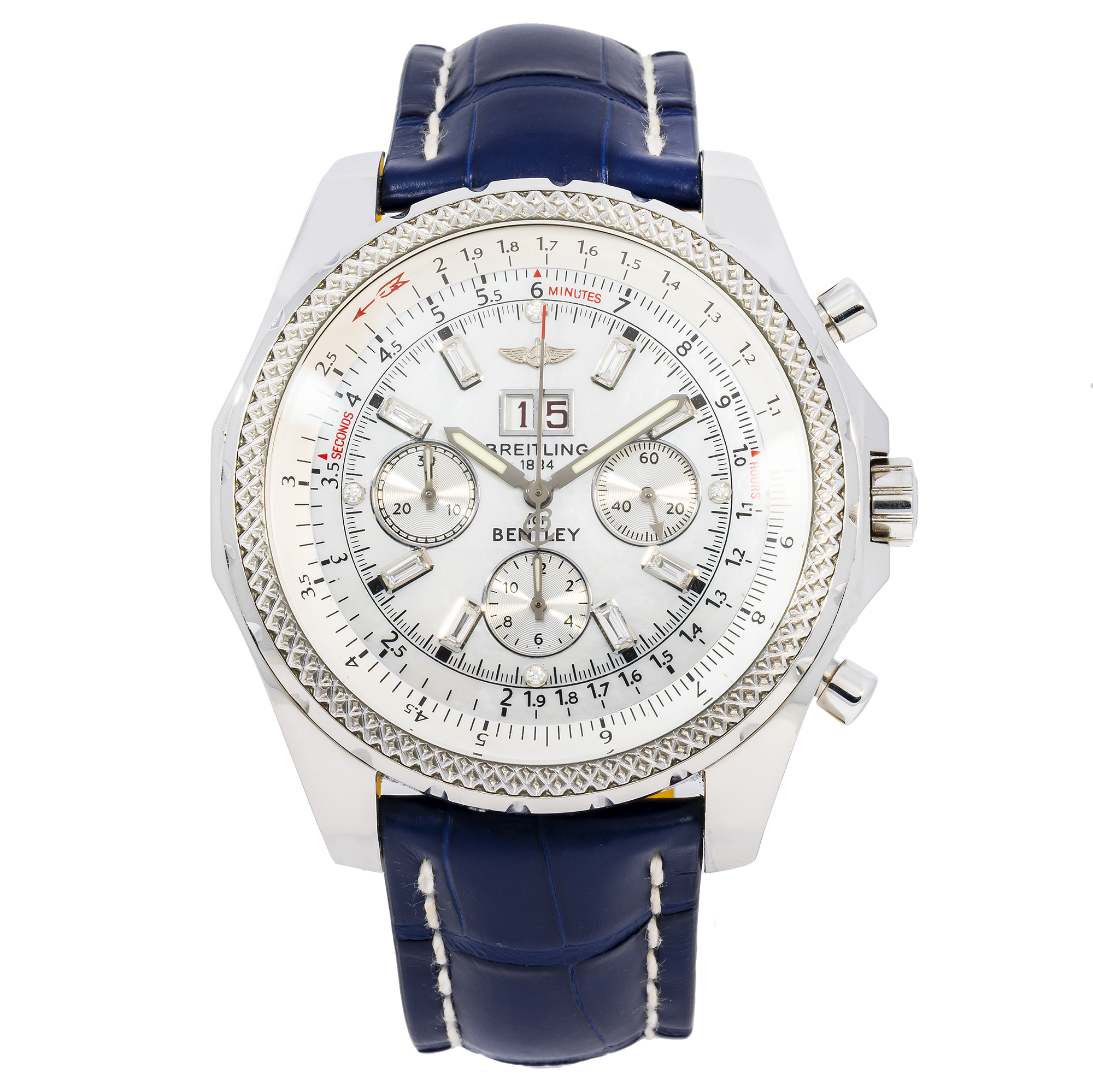 Breitling Bentley 6.75 A44362 48MM White Dial With Leather Bracelet