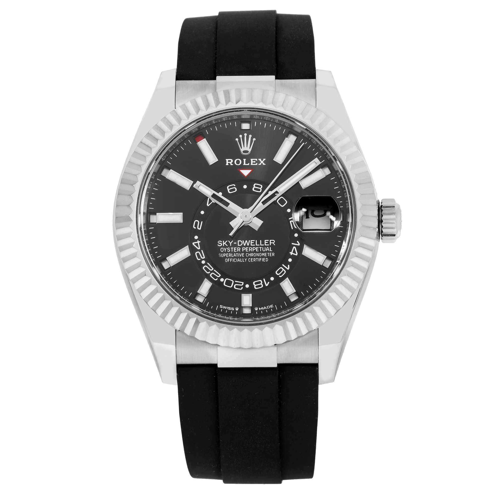 Rolex Sky-Dweller 336235 White Gold Bezel With Black Index Dial And Oysterflex Strap