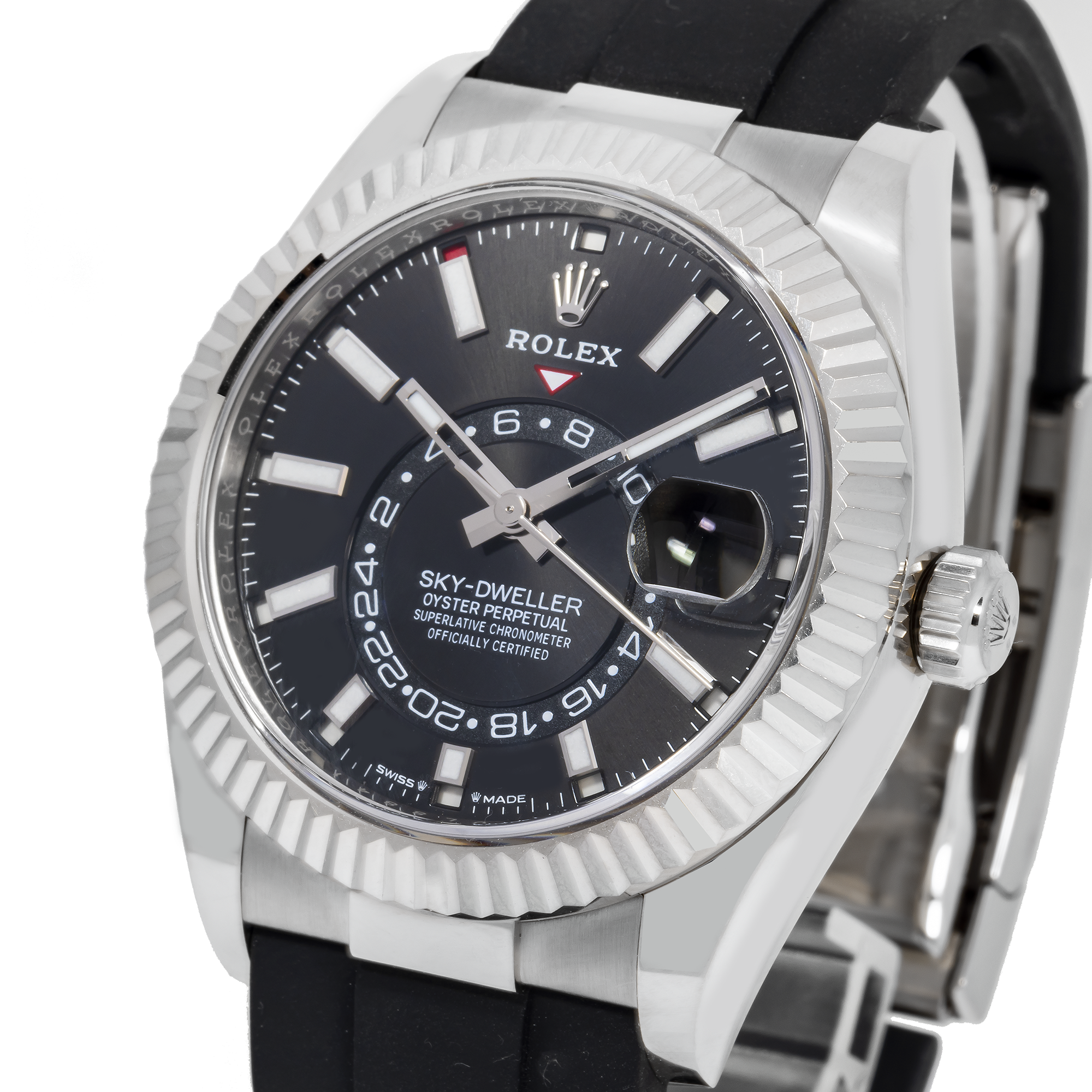 Rolex Sky-Dweller 336235 White Gold Bezel With Black Index Dial And Oysterflex Strap