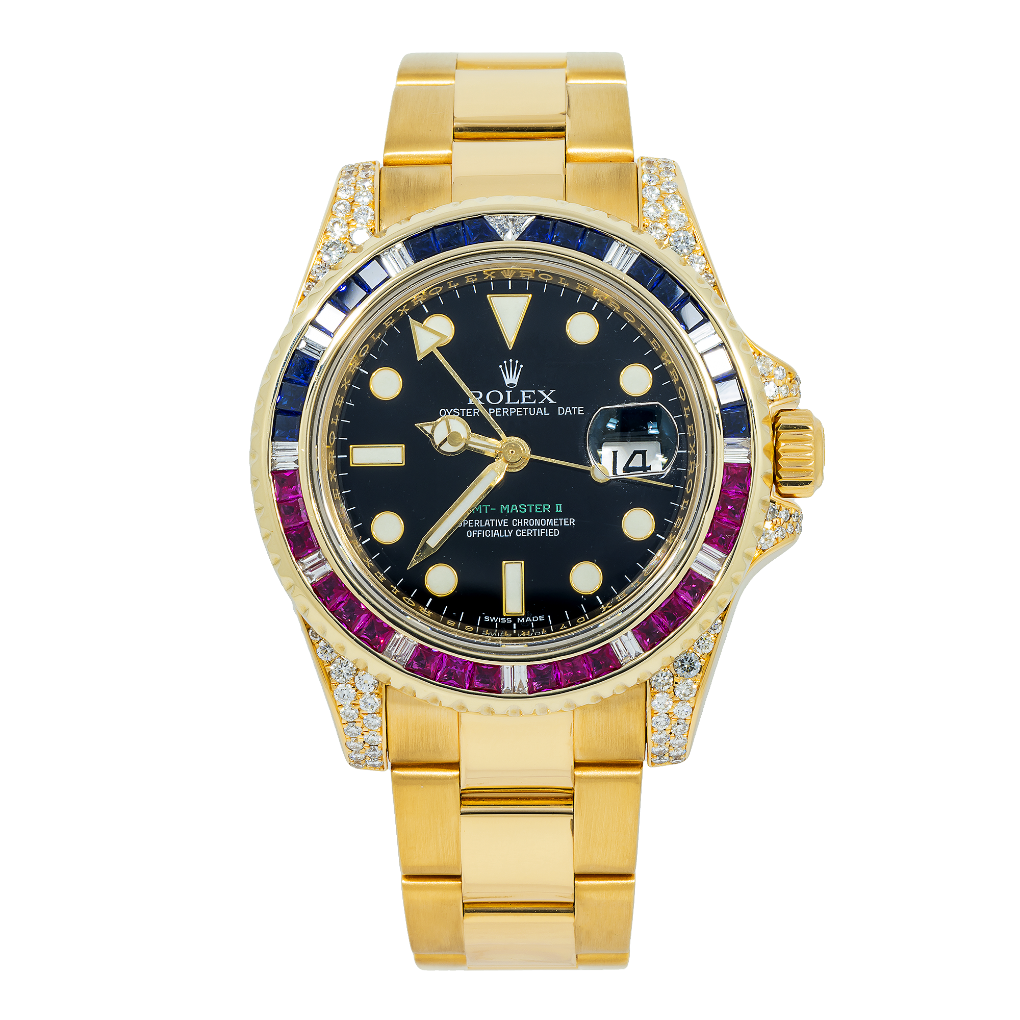 Rolex GMT-Master II 116718 40MM Black Dial With Multicolor Sapphire Diamond Bezel And Lugs