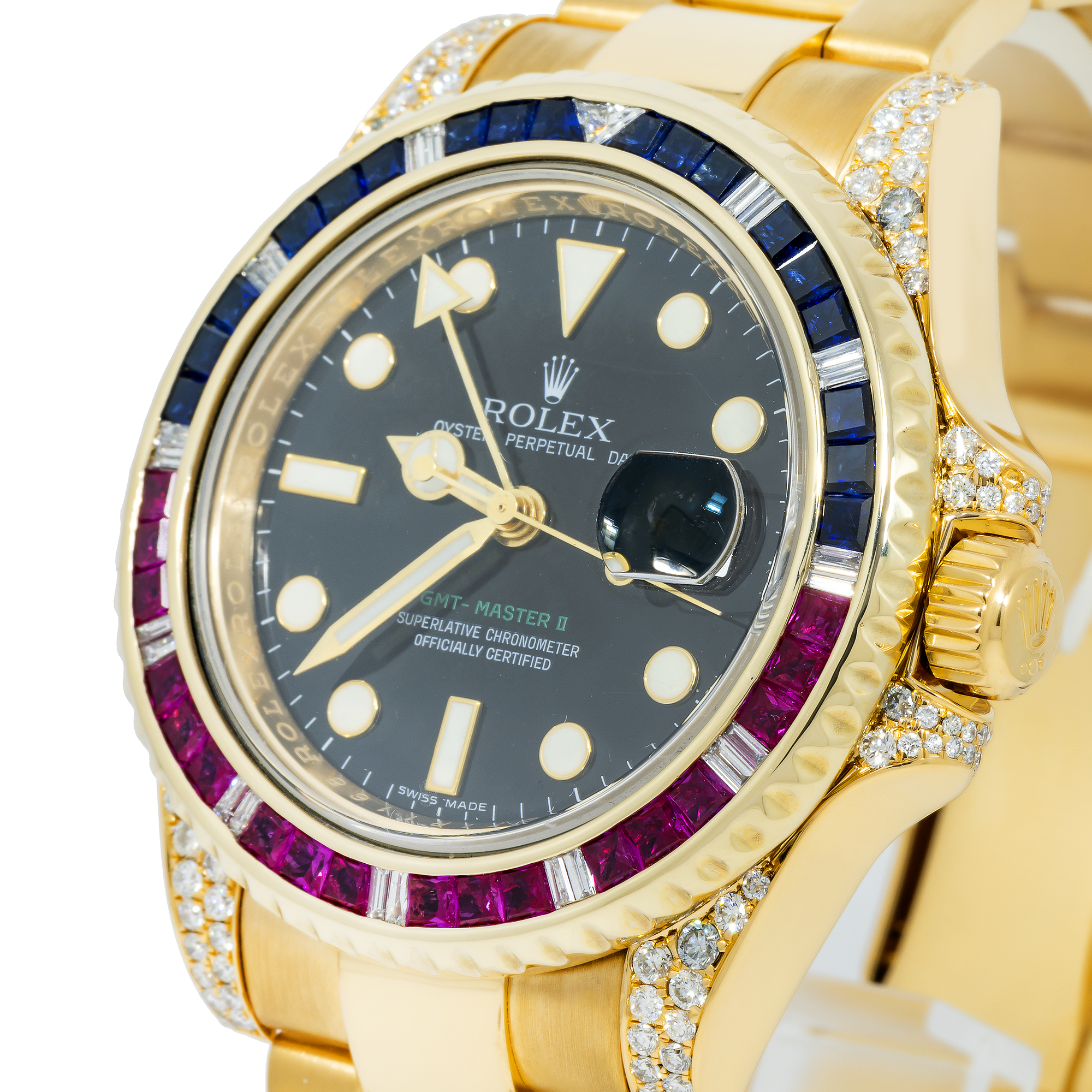 Rolex GMT-Master II 116718 40MM Black Dial With Multicolor Sapphire Diamond Bezel And Lugs