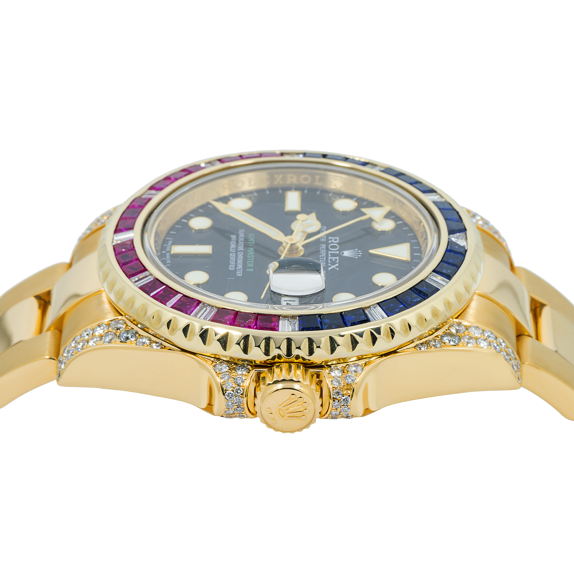 Rolex GMT-Master II 116718 40MM Black Dial With Multicolor Sapphire Diamond Bezel And Lugs