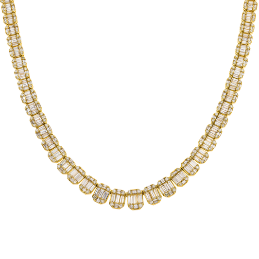 14K GOLD GRADUATED BAGUETTE DIAMOND CHAIN 21.50 CT