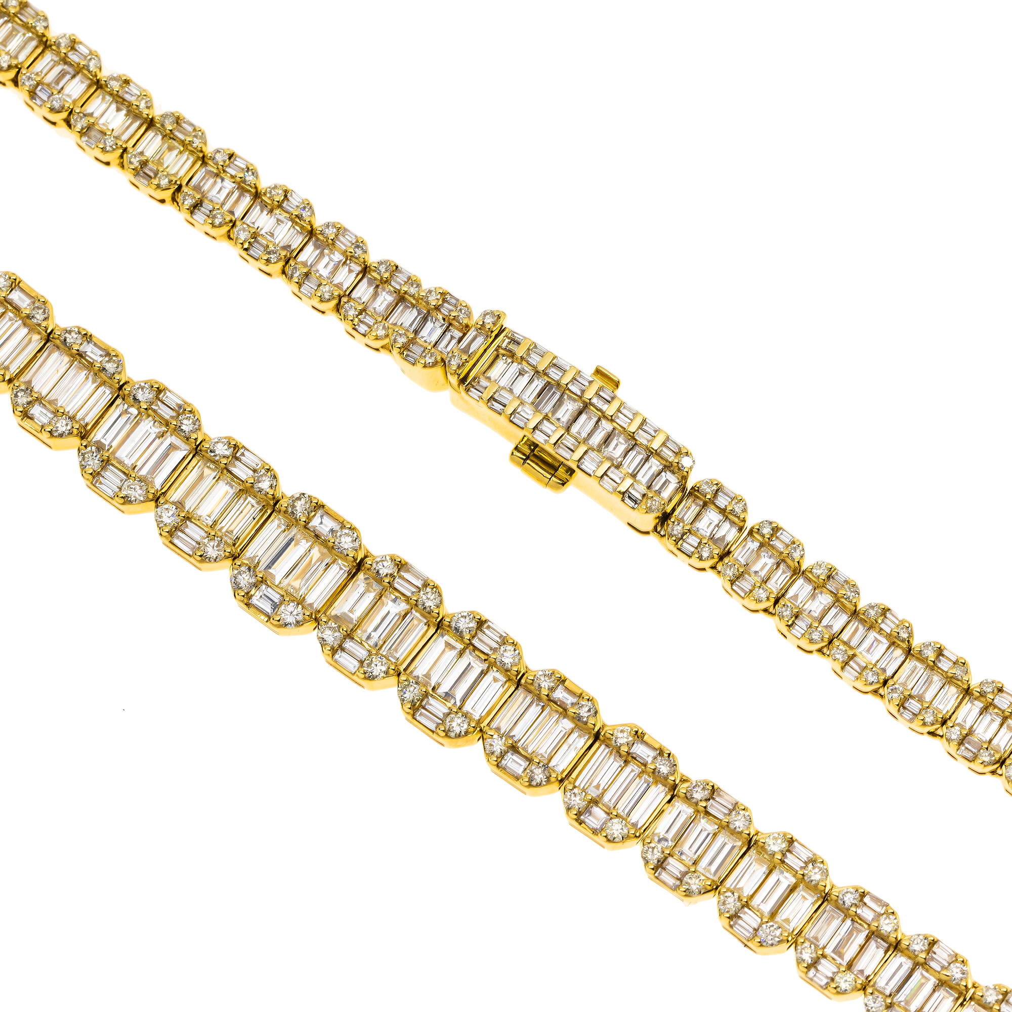 14K GOLD GRADUATED BAGUETTE DIAMOND CHAIN 21.50 CT