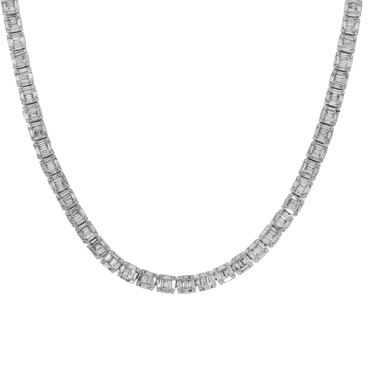 14K GOLD BAGUETTE SQUARE CLUSTER DIAMOND CHAIN 23.41 CT