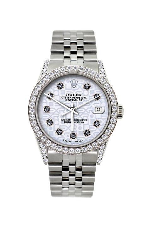 Rolex Datejust Diamond Watch, 36mm, Stainless Steel Light Blue Dial w/ Diamond Bezel and Lugs