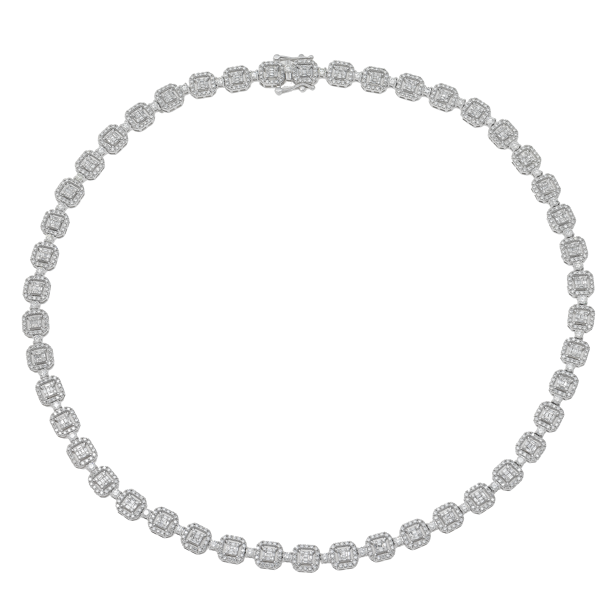 10K GOLD BAGUETTE AND ROUND ILLUSION SET DIAMOND 7.5MM CHAIN 8.53 CT