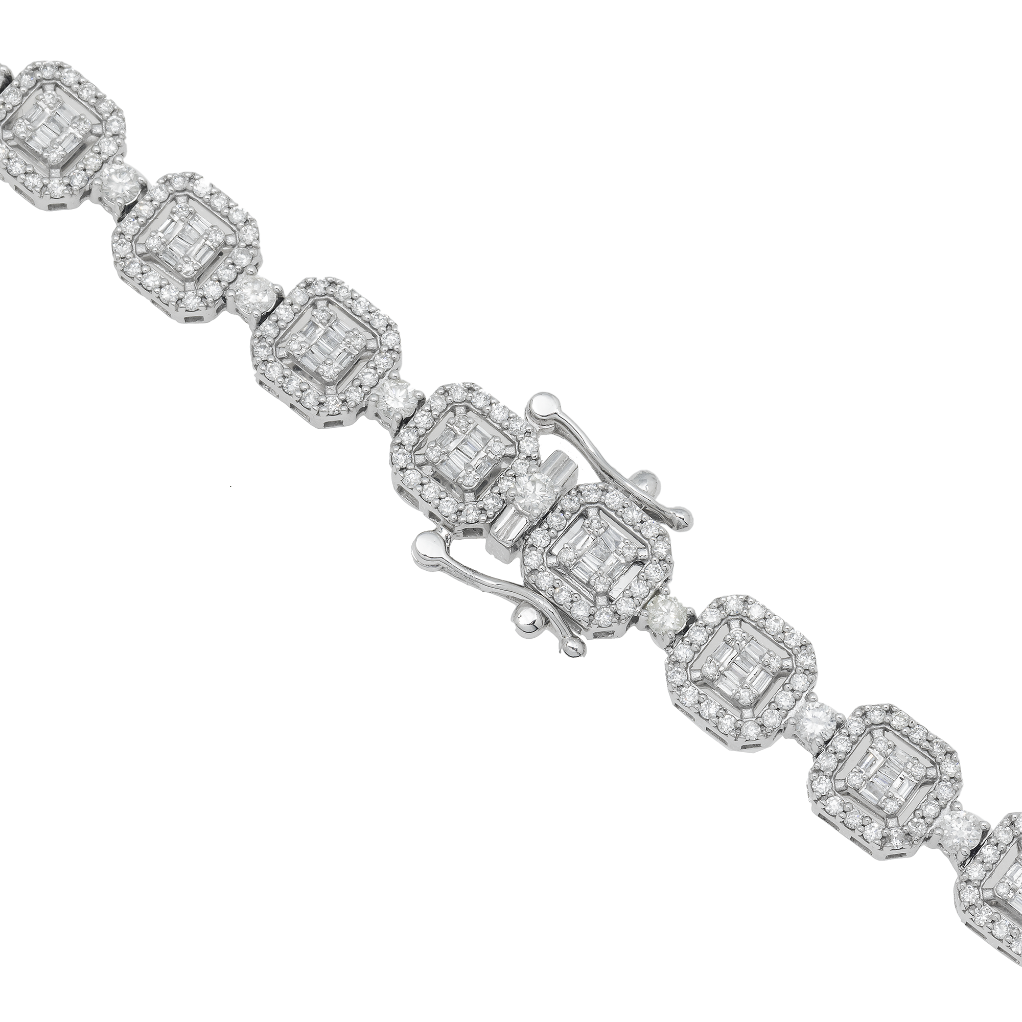10K GOLD BAGUETTE AND ROUND ILLUSION SET DIAMOND 7.5MM CHAIN 8.53 CT