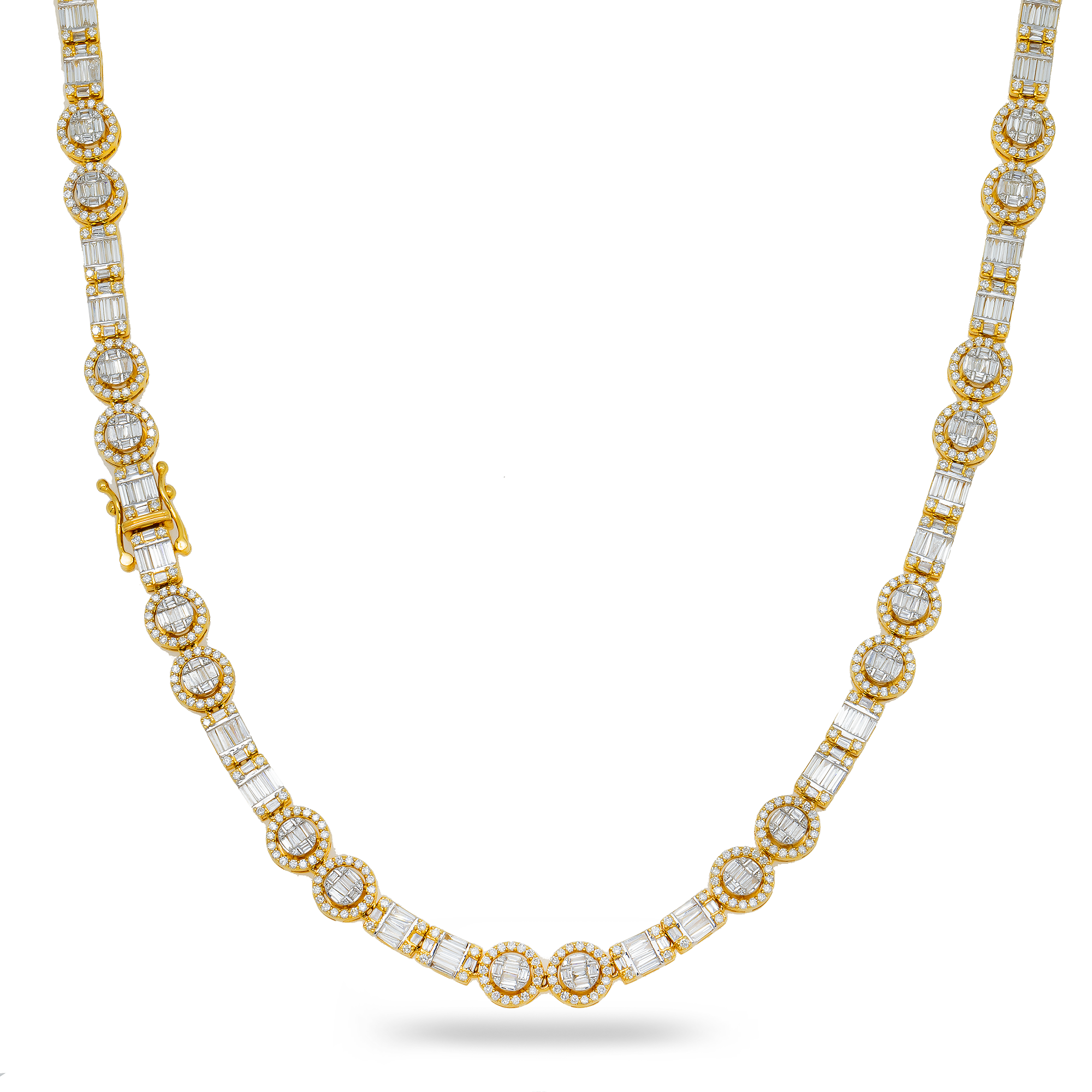 10K GOLD BAGUETTE DIAMOND AND ROUND DIAMOND CHAIN 13.71 CT