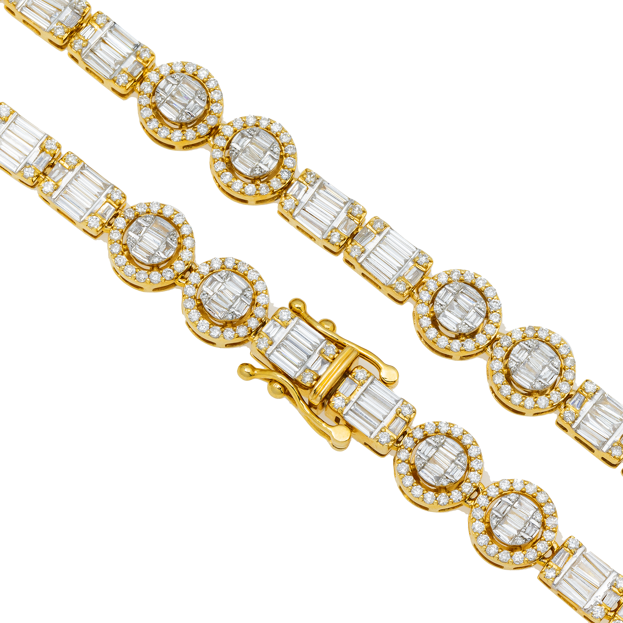 10K GOLD BAGUETTE DIAMOND AND ROUND DIAMOND CHAIN 13.71 CT