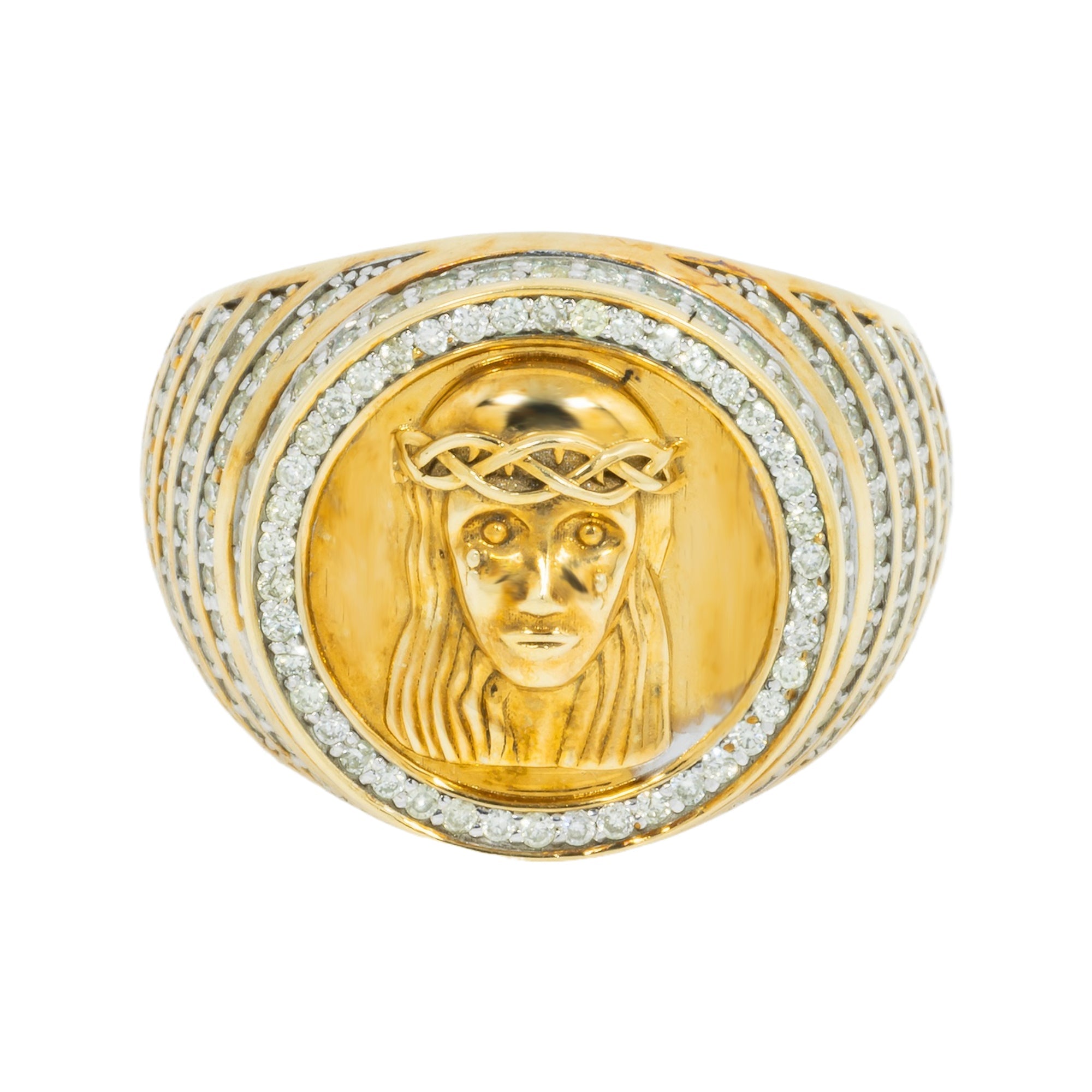 10K GOLD ROUND DIAMOND JESUS CROWN OF THORNS RING 1.40 CT