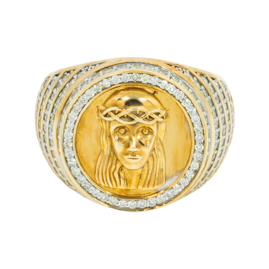 10K GOLD ROUND DIAMOND JESUS CROWN OF THORNS RING 1.40 CT