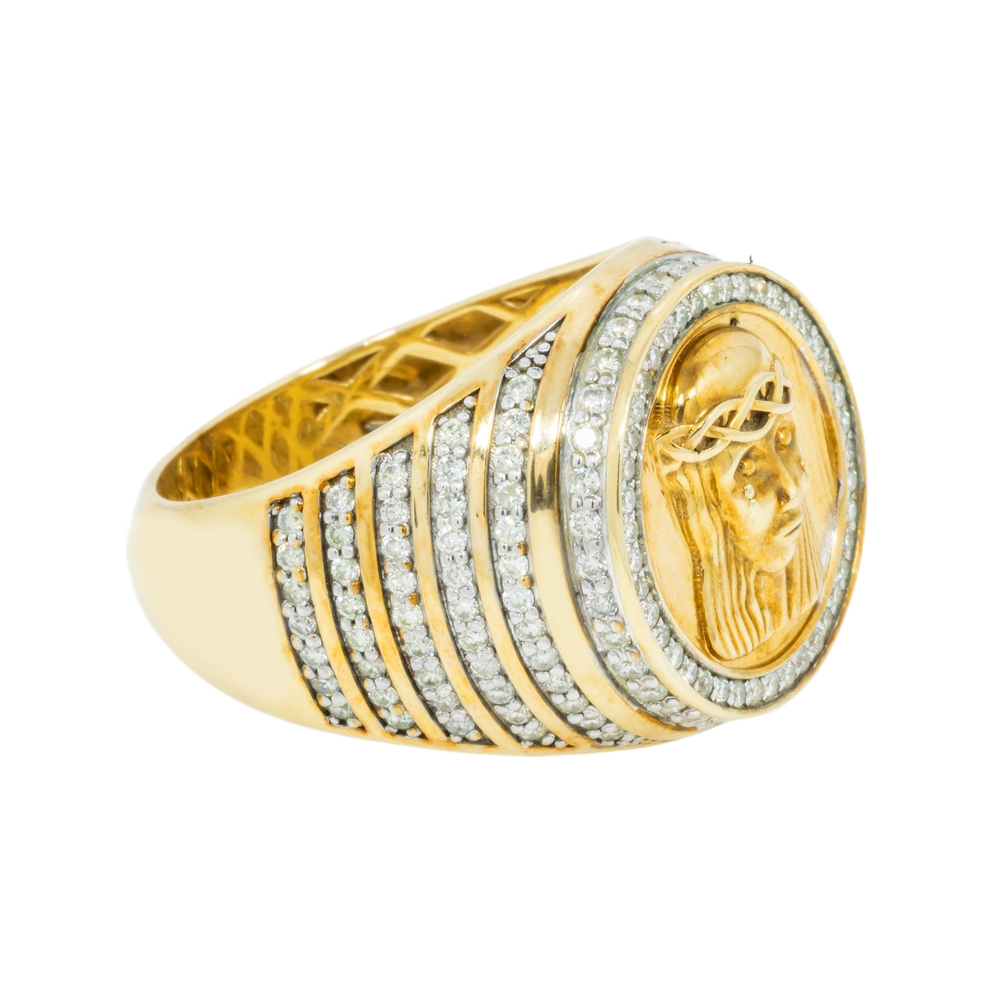 10K GOLD ROUND DIAMOND JESUS CROWN OF THORNS RING 1.40 CT