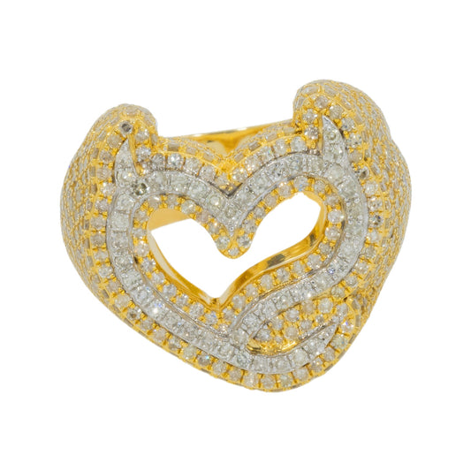 10K GOLD DIAMOND DEVILISH HEART STATEMENT RING 3.78 CT