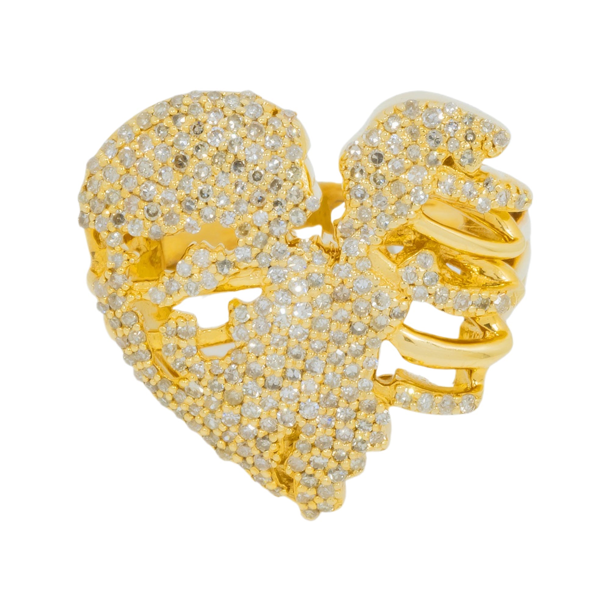 14K GOLD DIAMOND HEART SKELETON STATEMENT RING 1.55 CT