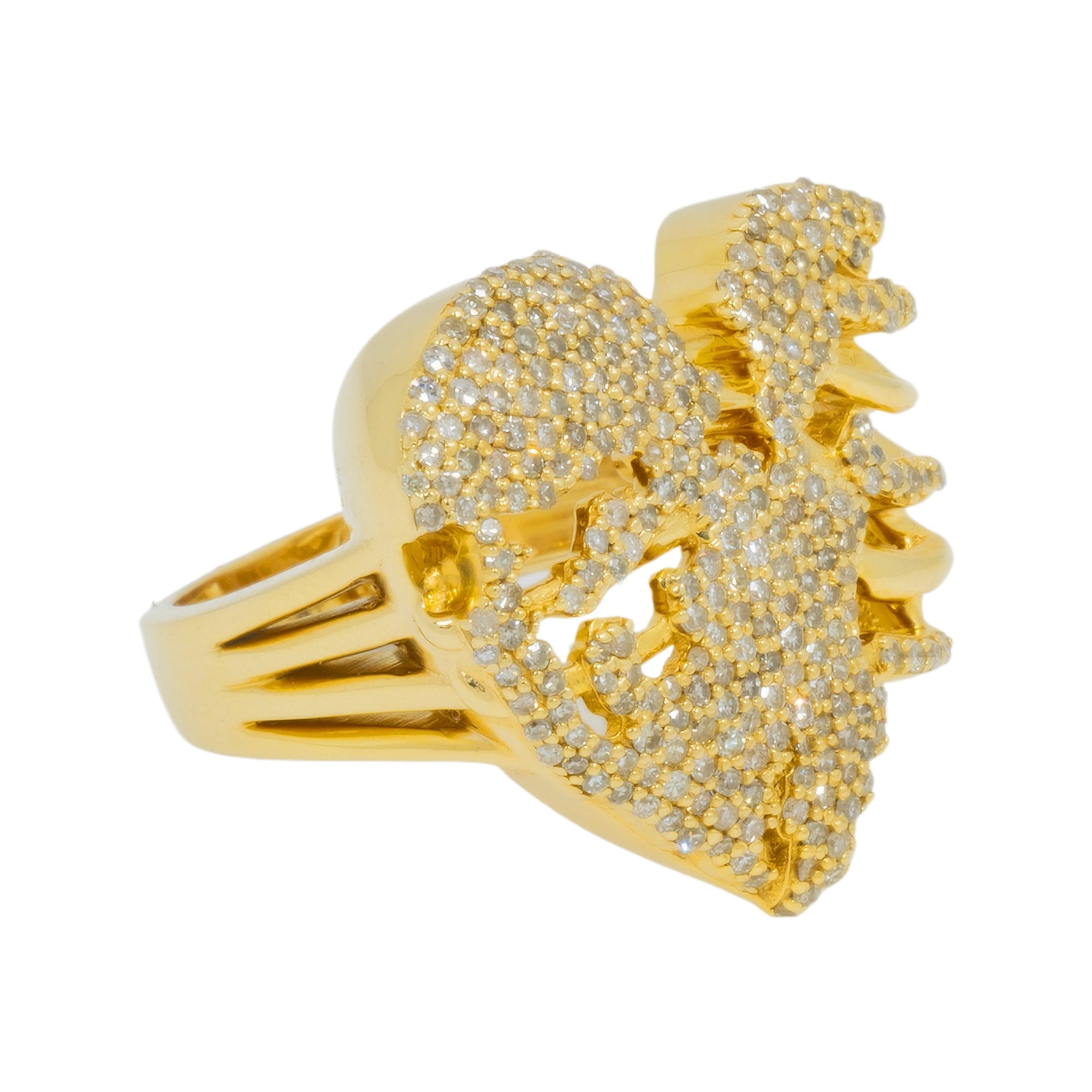 14K GOLD DIAMOND HEART SKELETON STATEMENT RING 1.55 CT