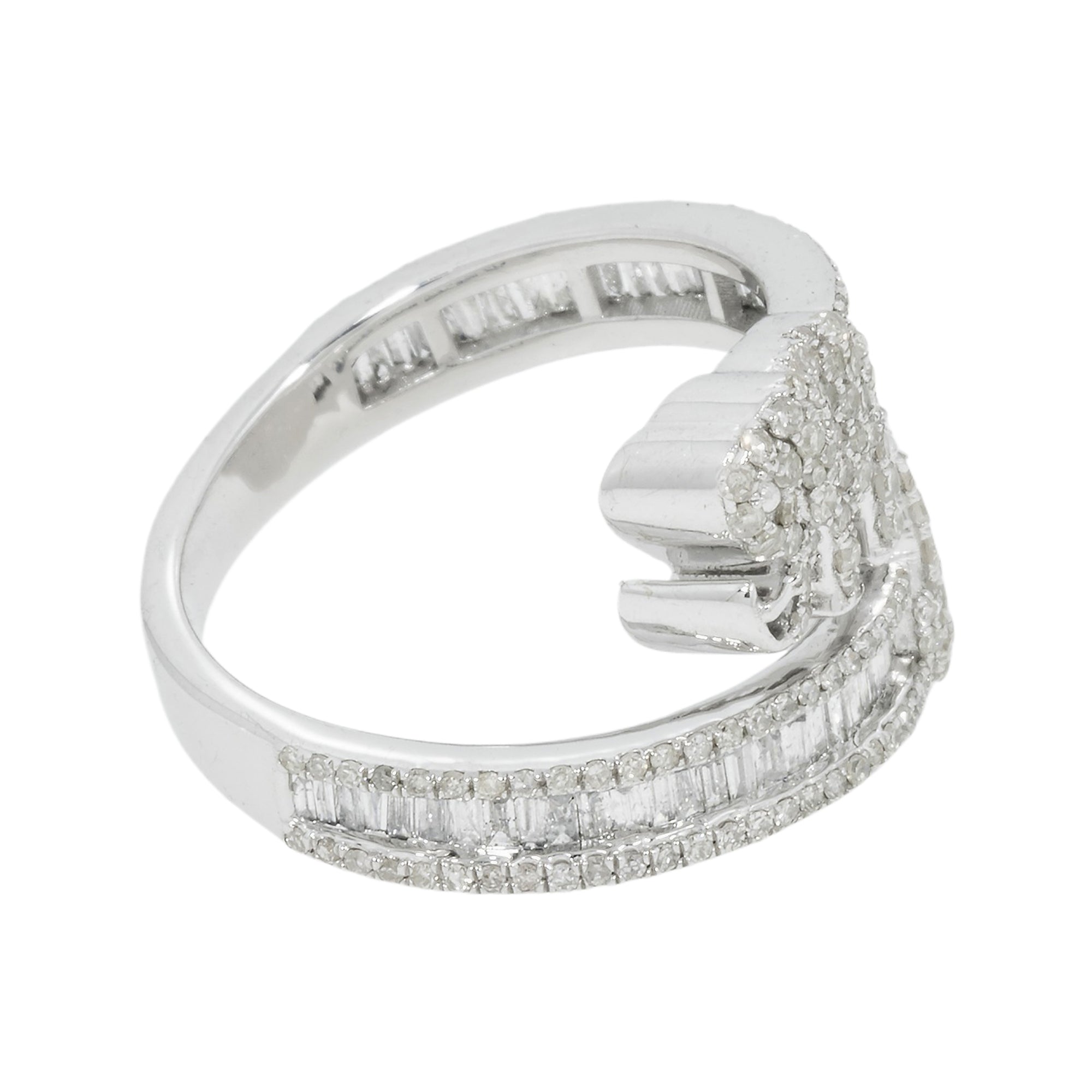 10K GOLD ROUND AND BAGUETTE DIAMOND ELEPHANT BYPASS RING 1.35 CT