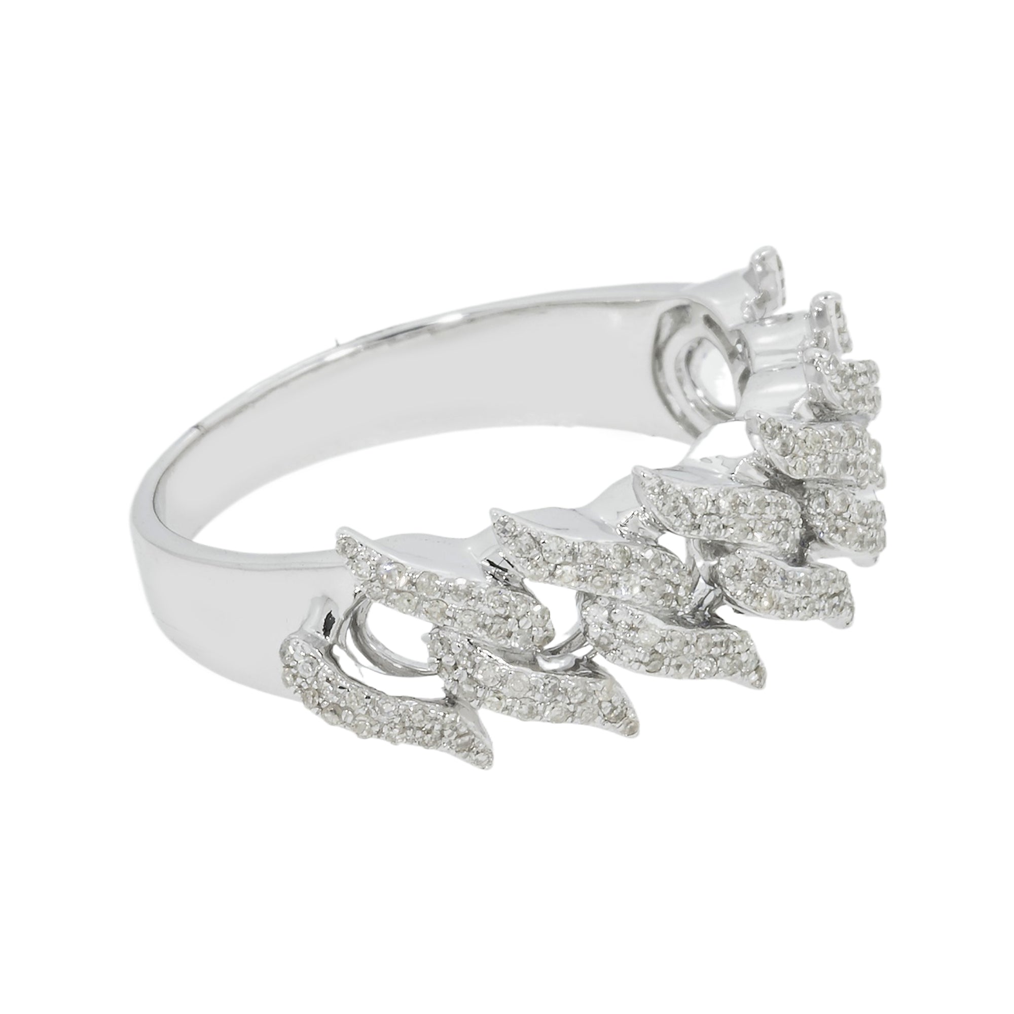 10K GOLD DIAMOND SPRIKED CUBAN LINK THORN RING 0.61 CT