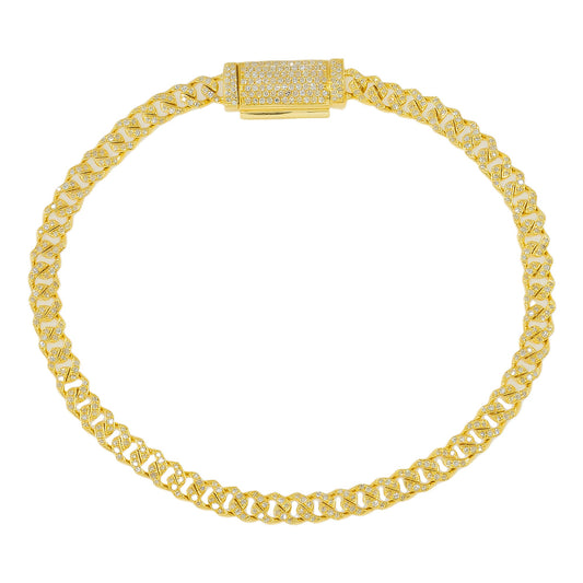 10K GOLD DIAMOND CUBAN LINK BRACELET 1.10 CT
