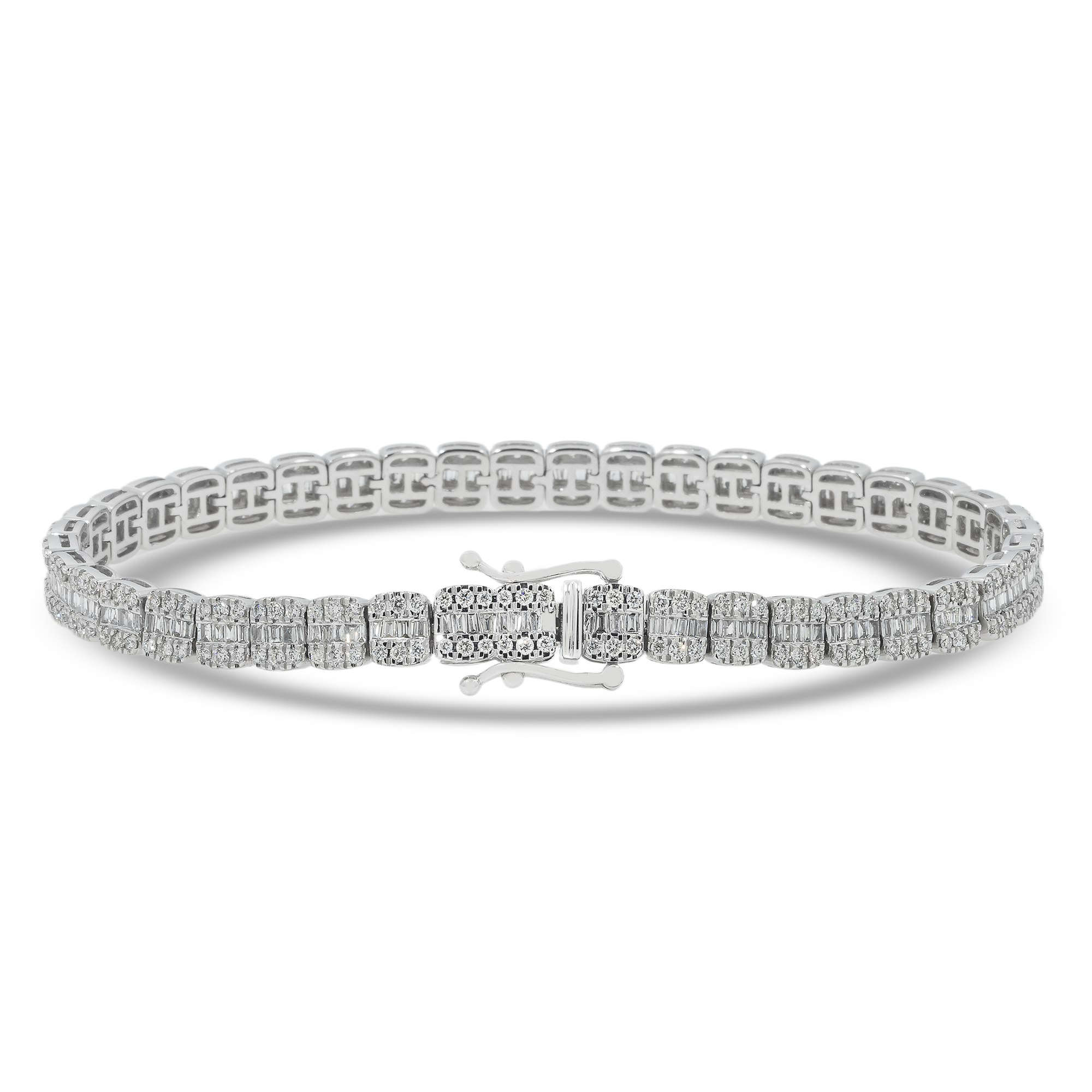 10K GOLD BAGUETTE AND ROUND DIAMONDS 5MM BRACELET 3.72 CT