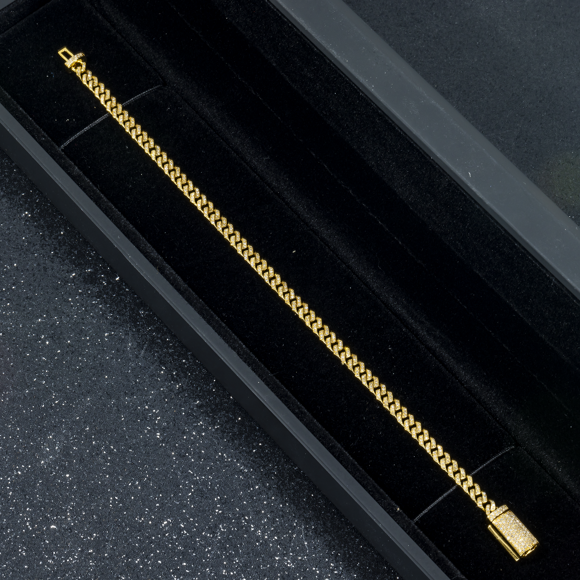 10K GOLD DIAMOND CUBAN LINK BRACELET 1.10 CT