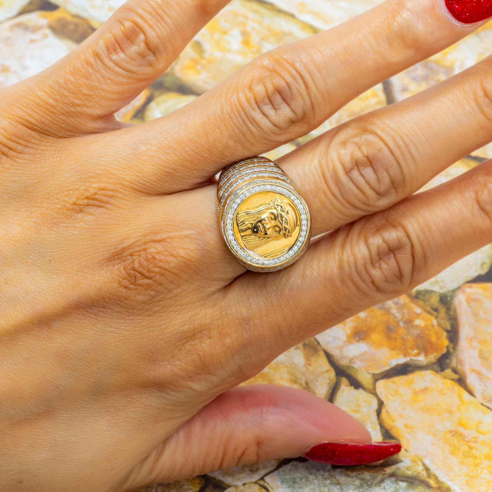 10K GOLD ROUND DIAMOND JESUS CROWN OF THORNS RING 1.40 CT