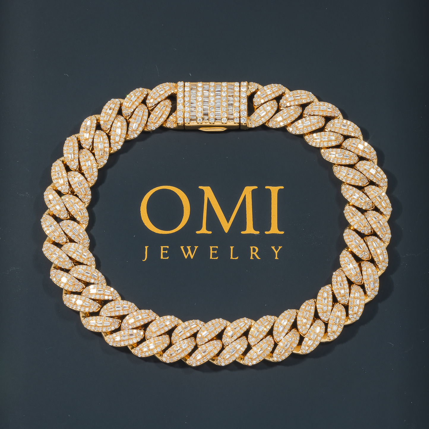 10K GOLD BAGUETTE AND ROUND DIAMOND 10MM OPEN CUBAN LINK BRACELET 4.99 CT