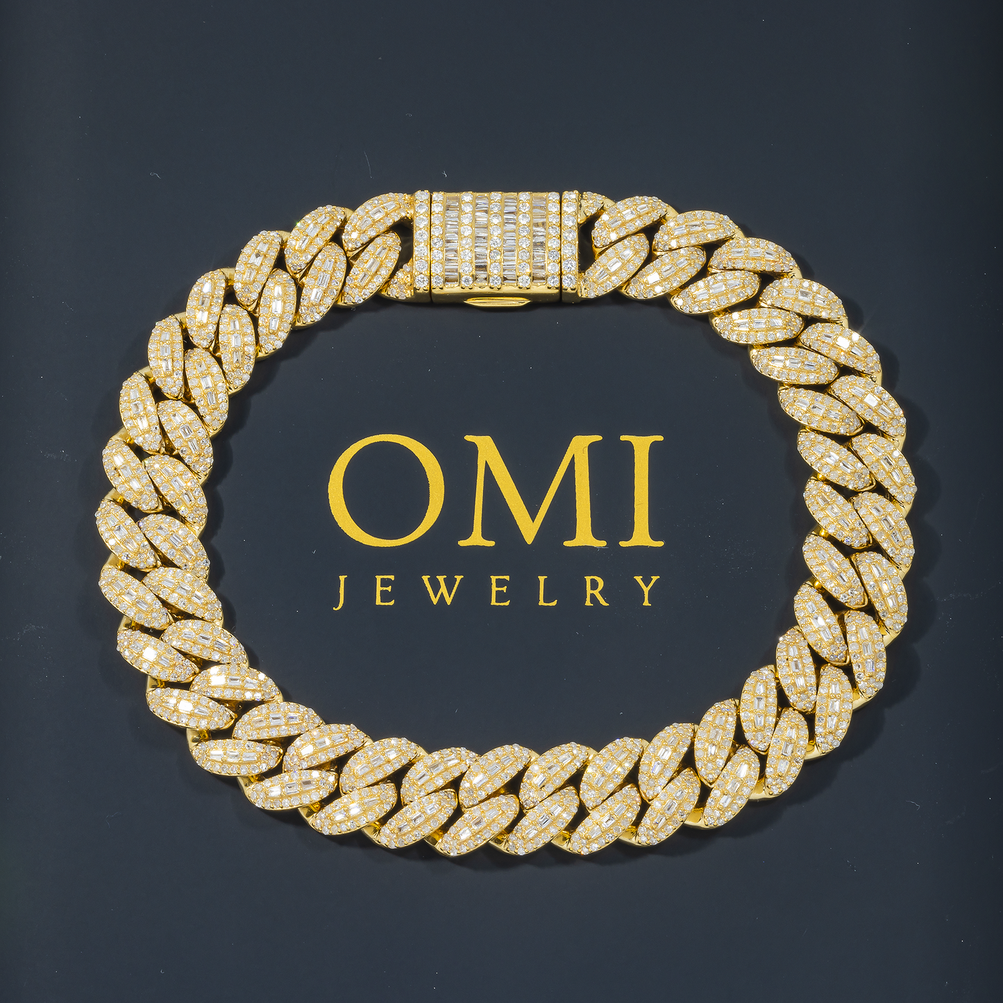 10K GOLD BAGUETTE AND ROUND DIAMOND 10MM OPEN CUBAN LINK BRACELET 4.99 CT