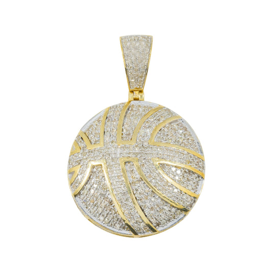 10K GOLD DIAMOND BASKETBALL SPORTS PENDANT 1.03 CT