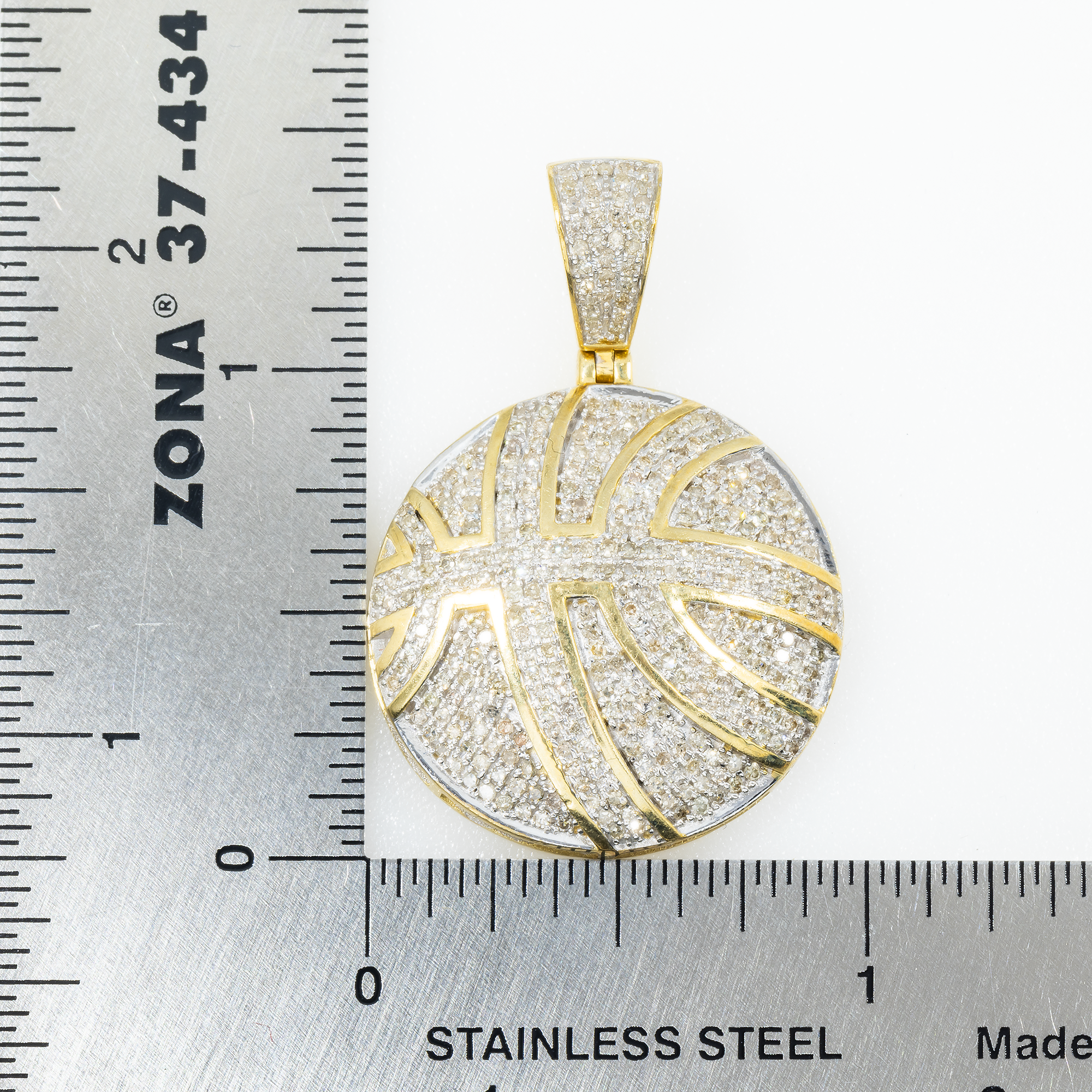 10K GOLD DIAMOND BASKETBALL SPORTS PENDANT 1.03 CT