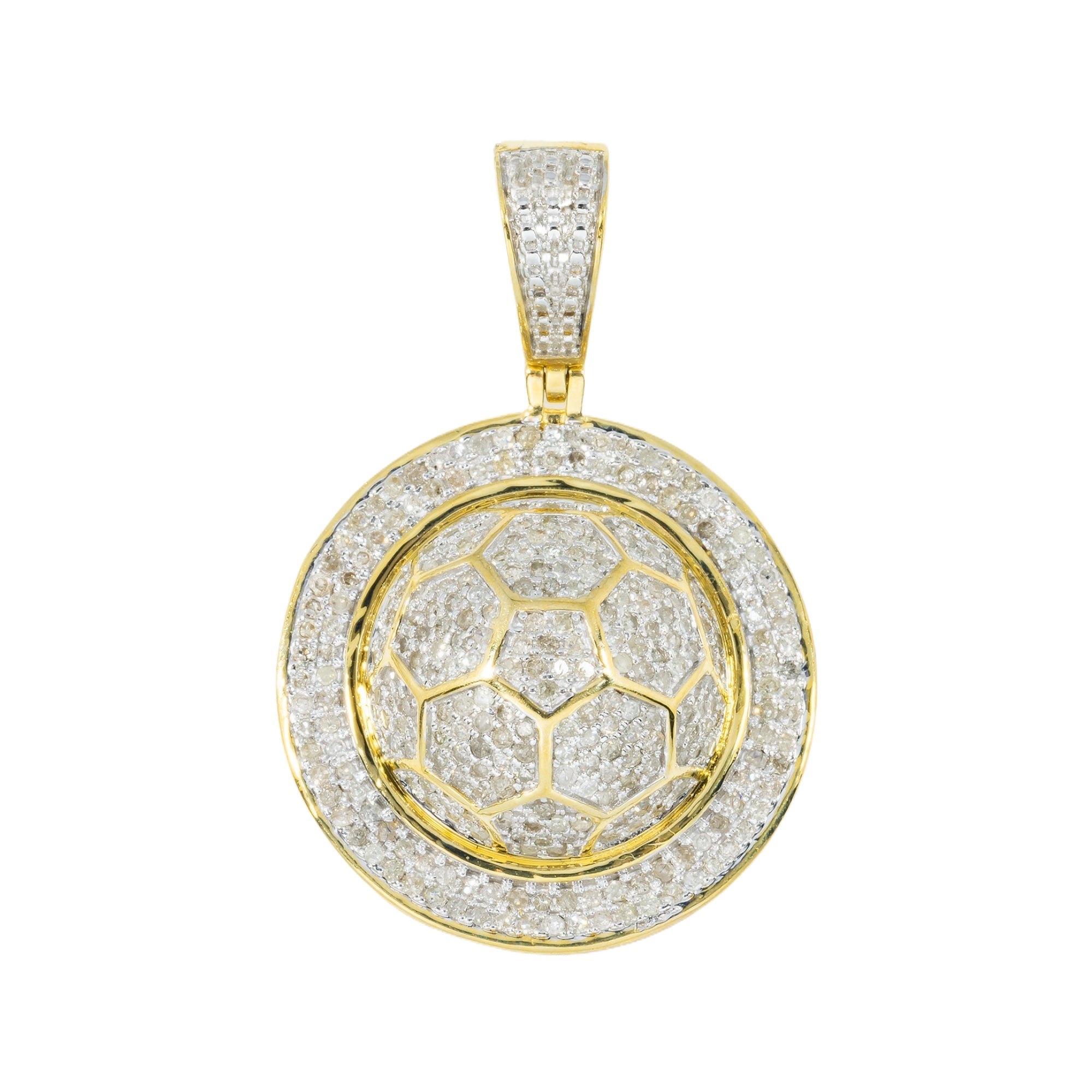 10K GOLD DIAMOND SOCCER BALL SPORTS PENDANT 1.10 CT