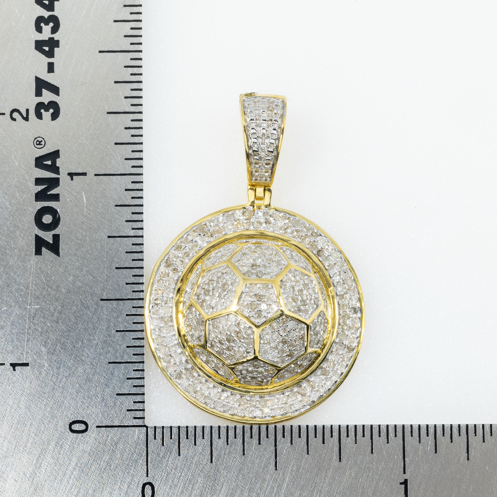 10K GOLD DIAMOND SOCCER BALL SPORTS PENDANT 1.10 CT