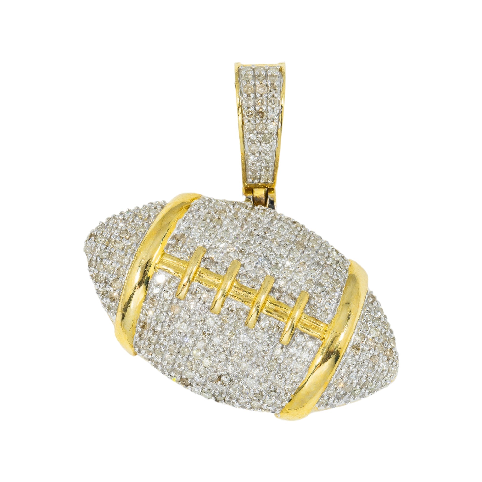 10K GOLD DIAMOND FOOTBALL SPORTS PENDANT 1.11 CT