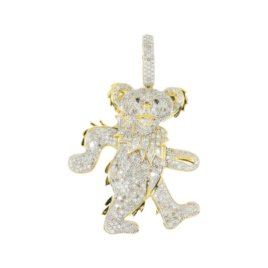 10K GOLD DIAMOND CARTOON TEDDY BEAR PENDANT 1.63 CT