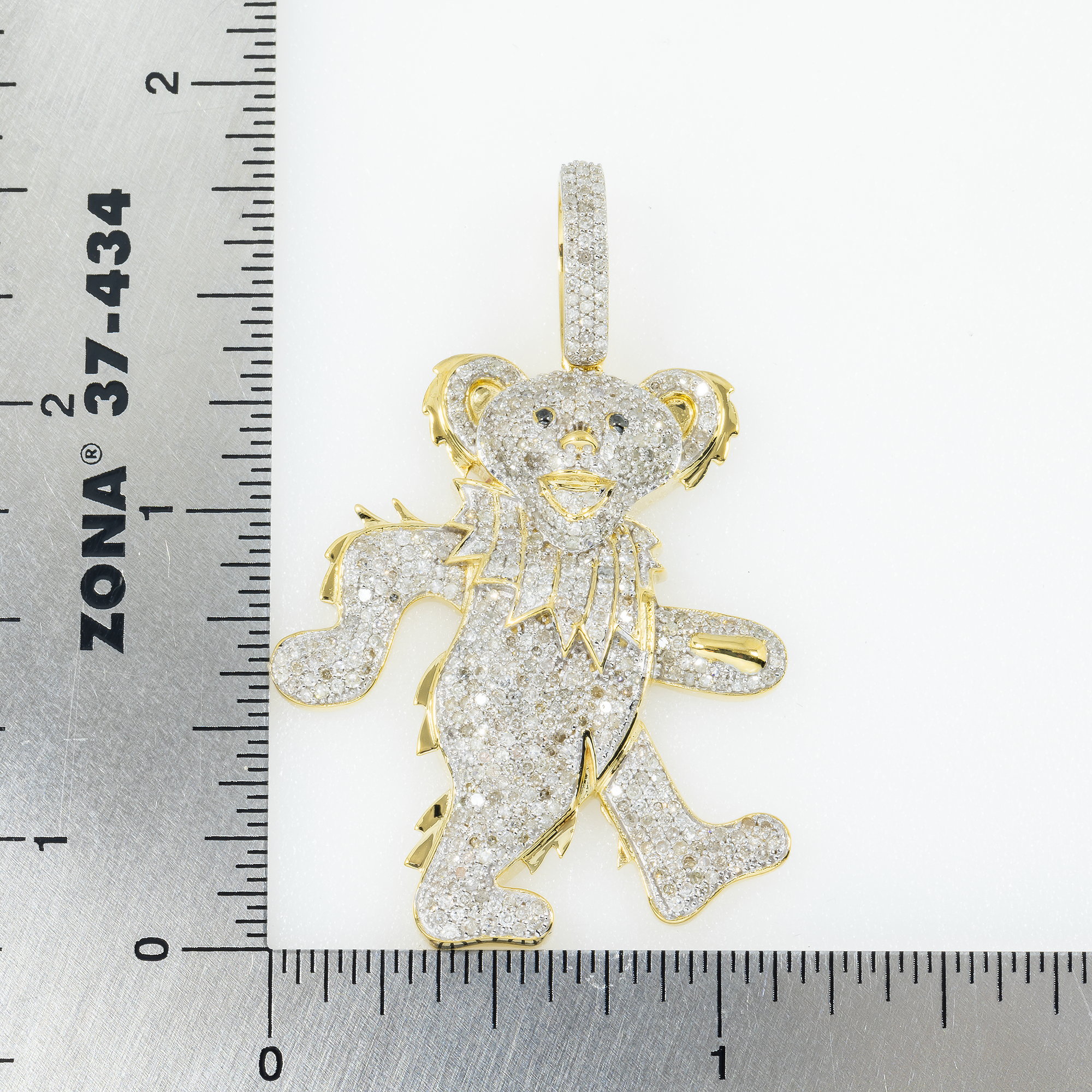 10K GOLD DIAMOND CARTOON TEDDY BEAR PENDANT 1.63 CT
