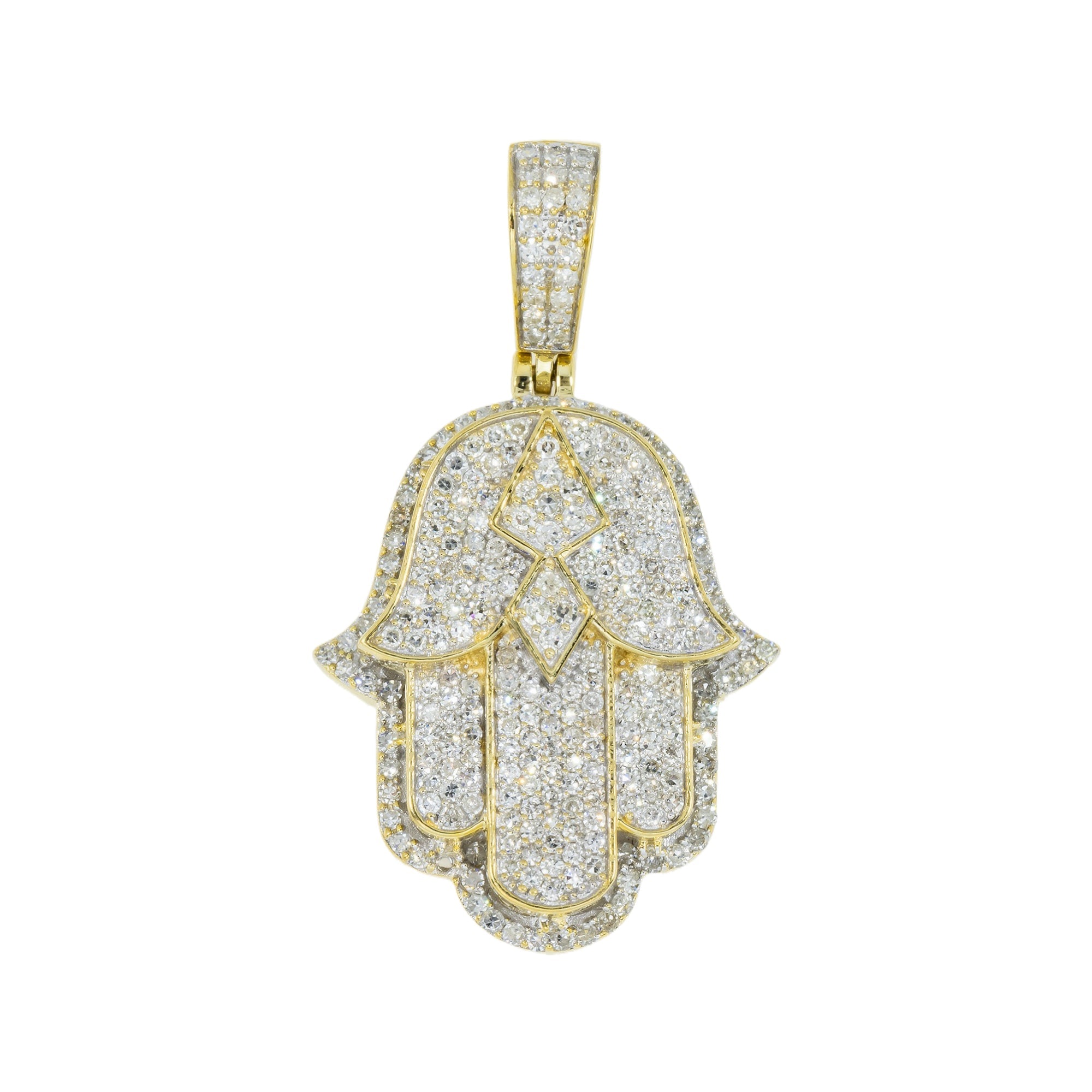 10K GOLD DIAMOND HAMSA PENDANT 1.15 CT