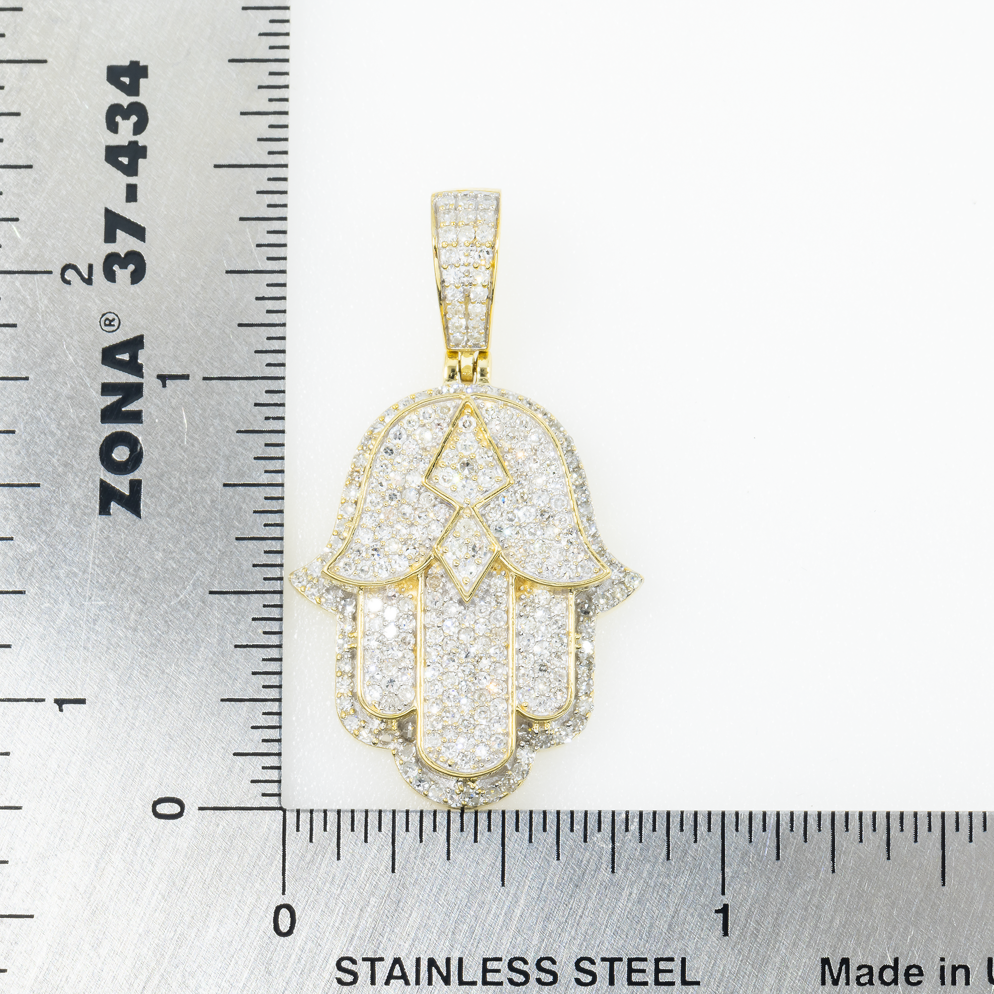 10K GOLD DIAMOND HAMSA PENDANT 1.15 CT