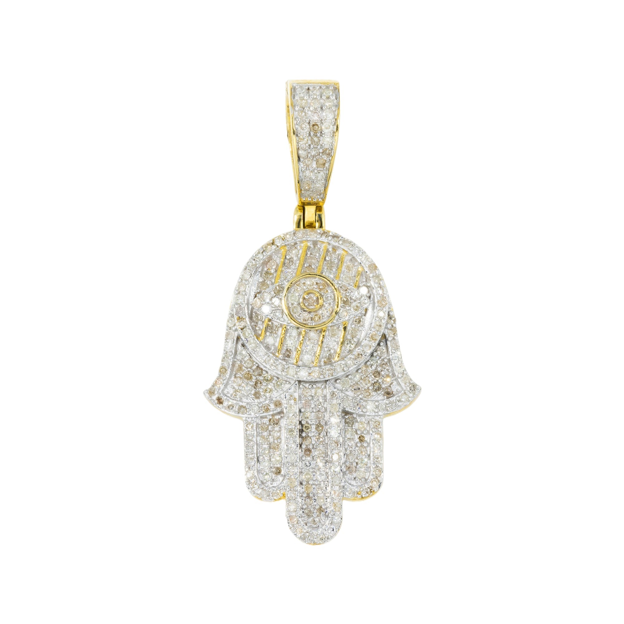 10K GOLD DIAMOND HAMSA PENDANT 0.81 CT