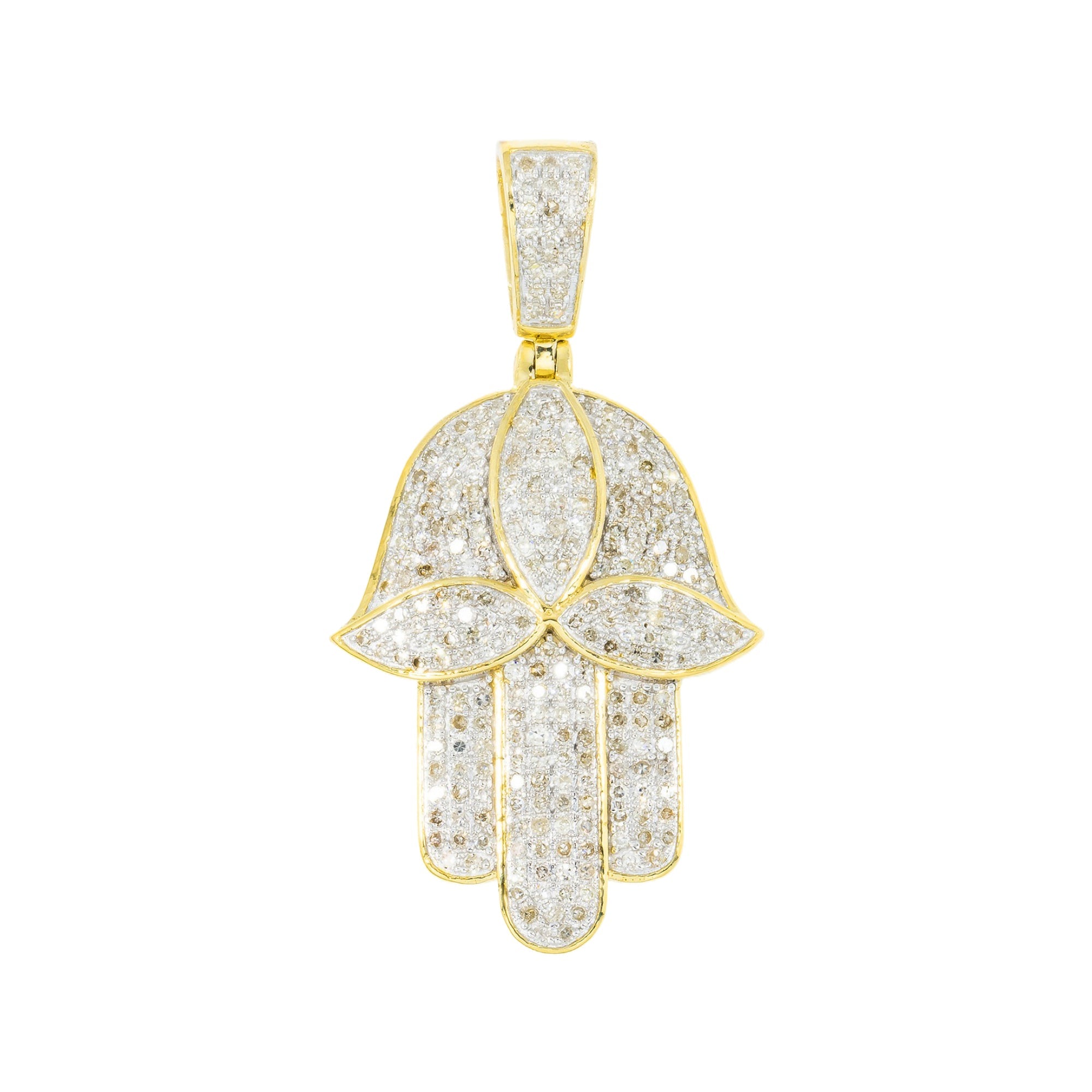 10K GOLD DIAMOND HAMSA PENDANT 0.86 CT