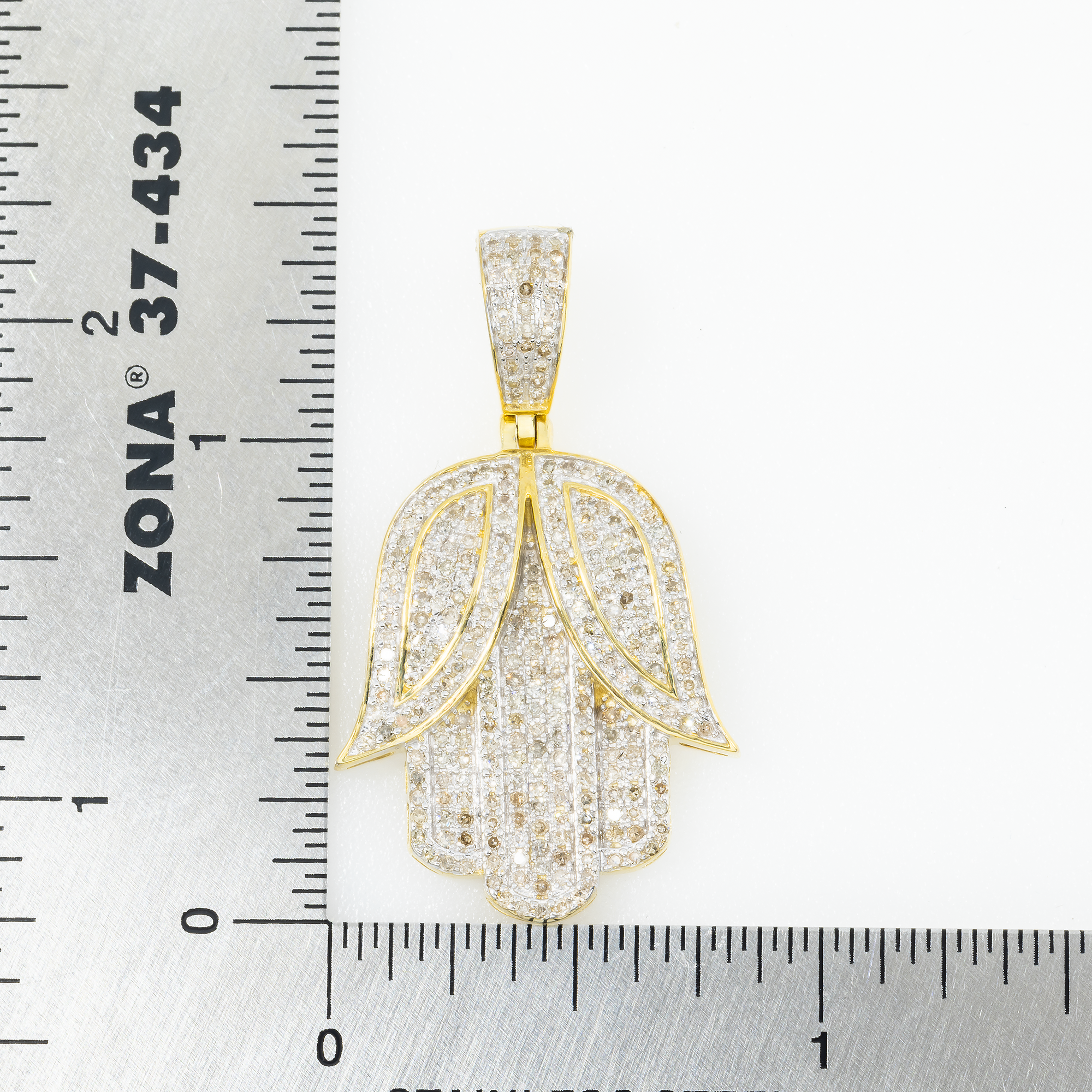 10K GOLD DIAMOND HAMSA PENDANT 0.80 CT