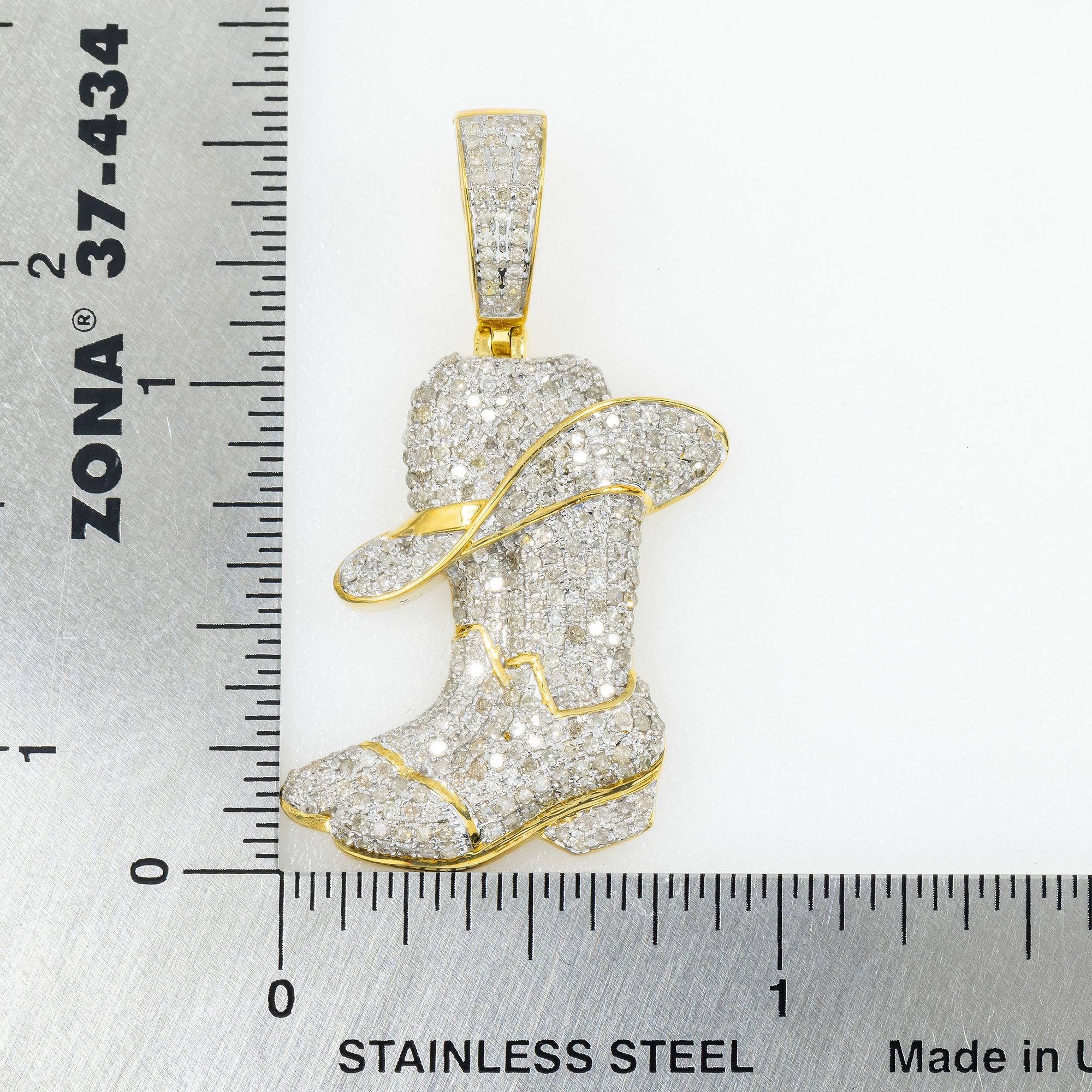 10K GOLD DIAMOND COWBOY BOOTS AND HAT PENDANT 1.08 CT