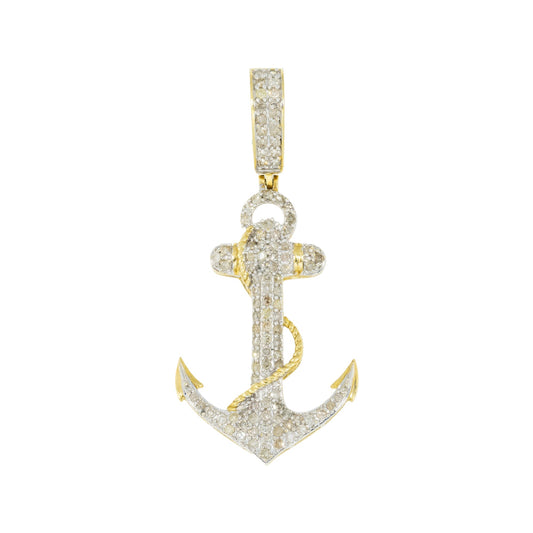 10K GOLD DIAMOND ANCHOR PENDANT 0.75 CT